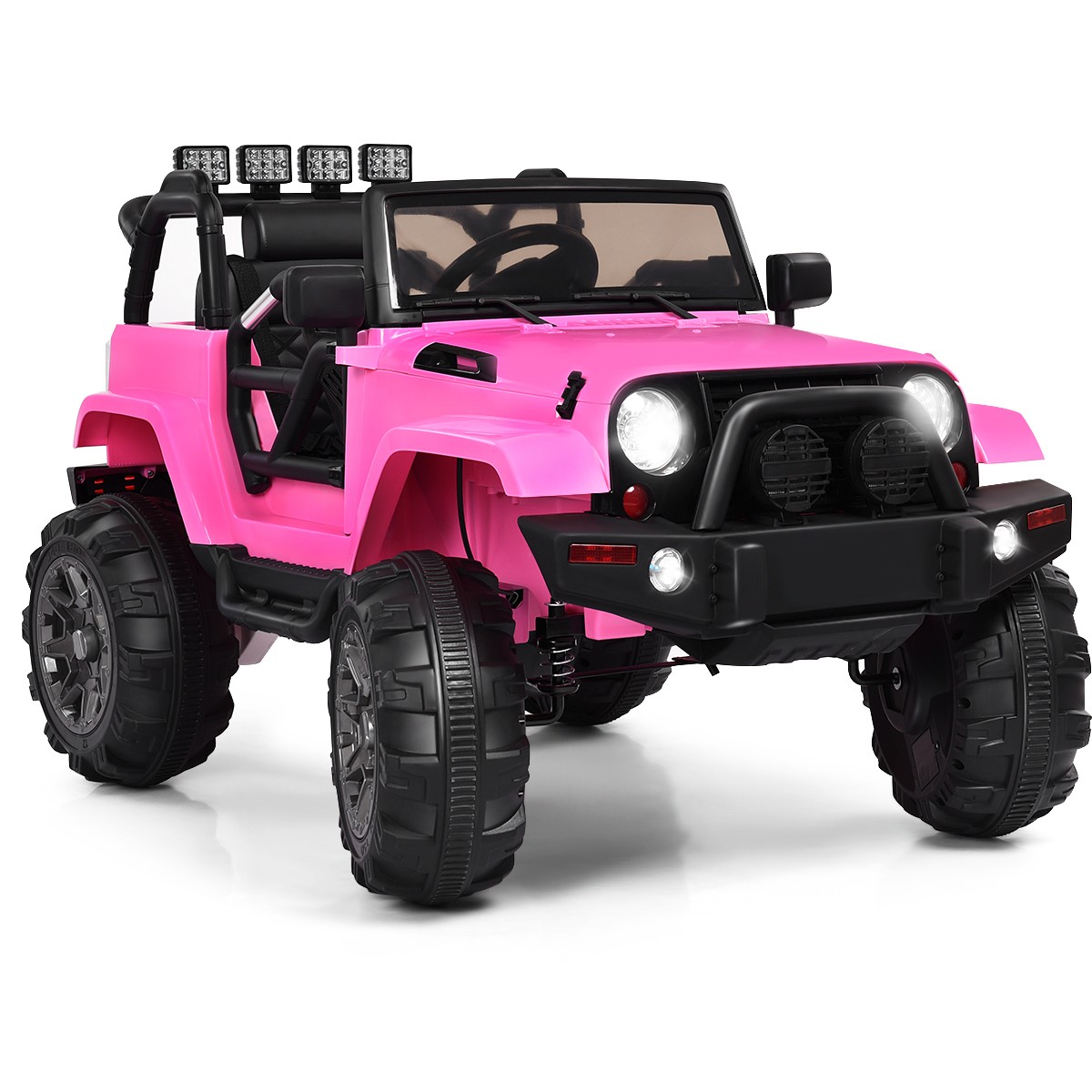 Costway 12V Kids Truck Car w/ Remote MP3 Music LED Lights Gift Toy Pink