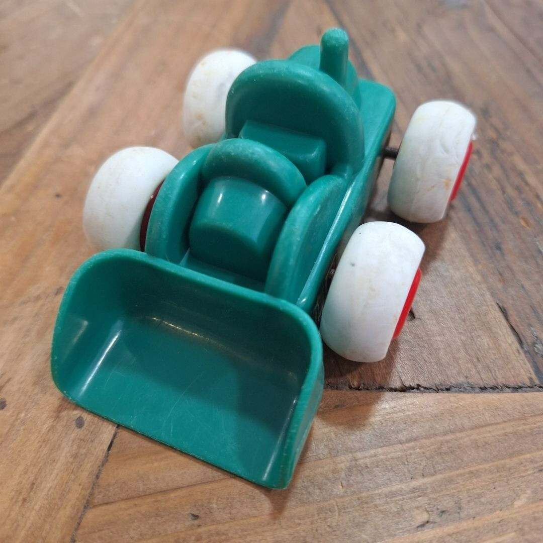 Viking Toys Sweden Bulldozer 1144 Green Play Vehicle Rubber Wheels Hitch Toddler