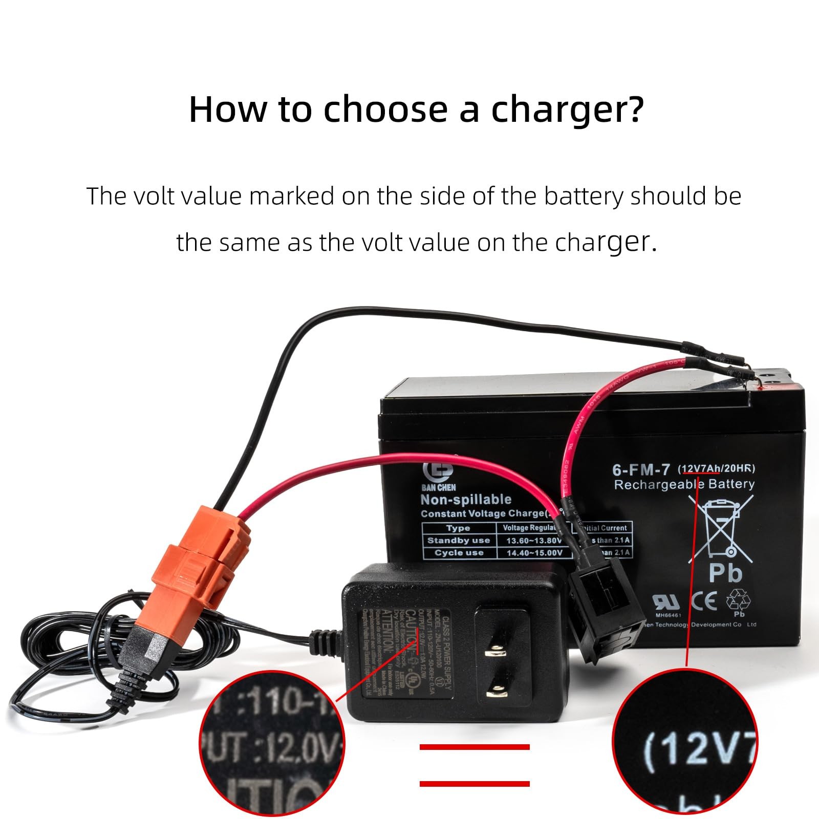 12 Volt Battery Charger for Ride On Toys and Wire 12V Kids black