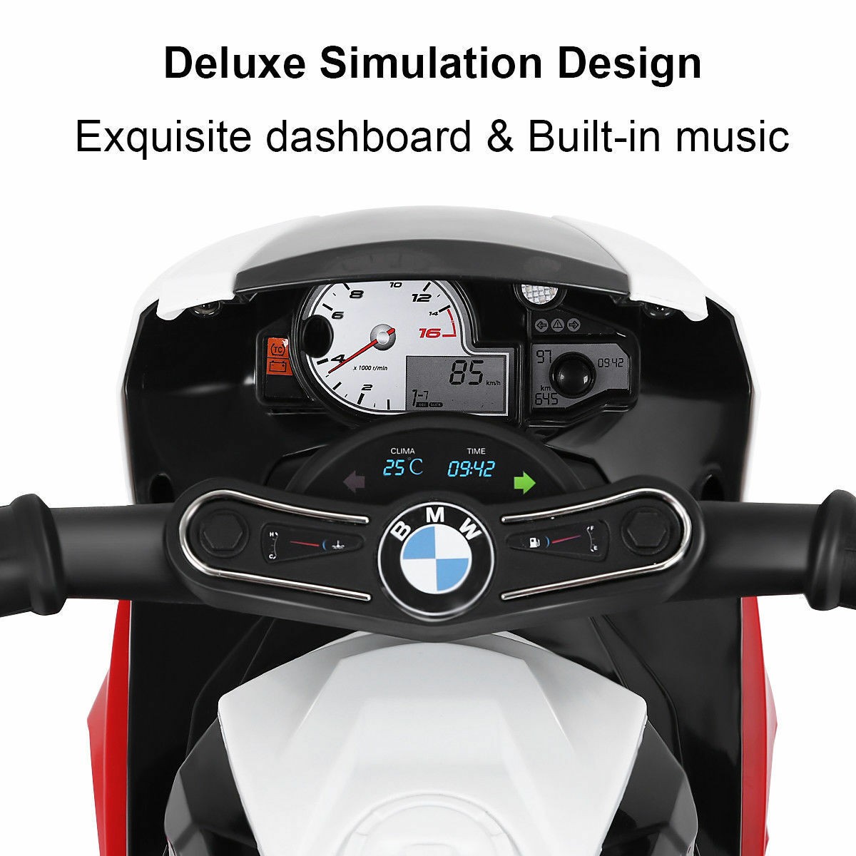 Kids Ride On Motorcycle BMW Licensed 6V Electric 3 Wheels Bicycle w/ Music Red