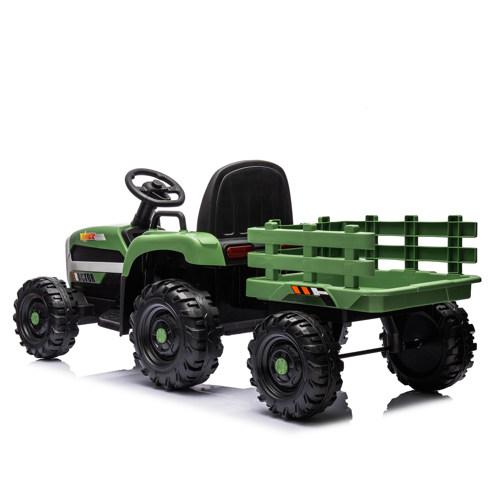 24Vkids Ride Tractor Trailer 1.86-4.97MPH electric car 3speed adjustable Emerald