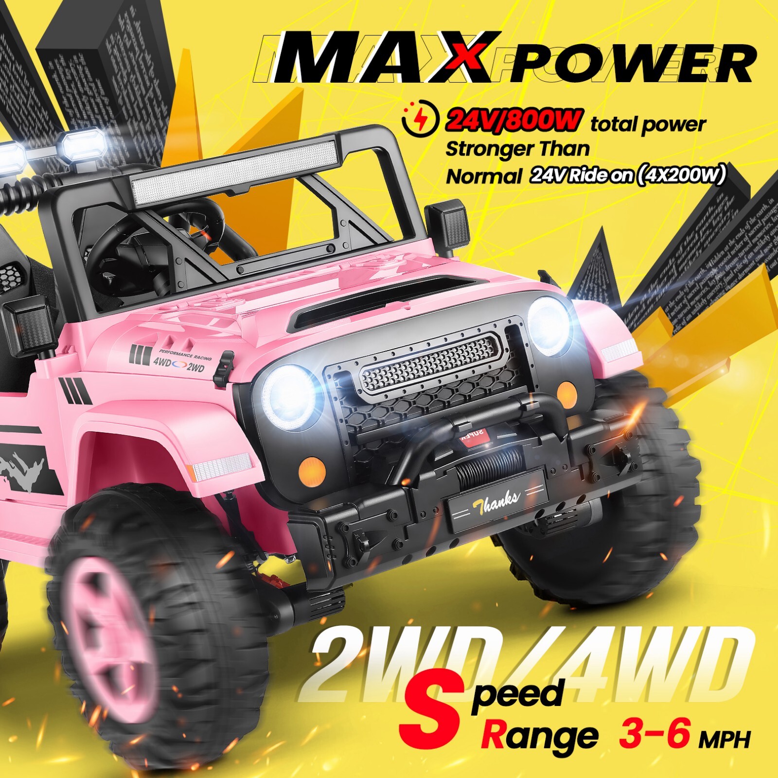 Ride On Car 24V 2WD/4WD Electric Car 4x4Off-Road Battery Powered with Remote