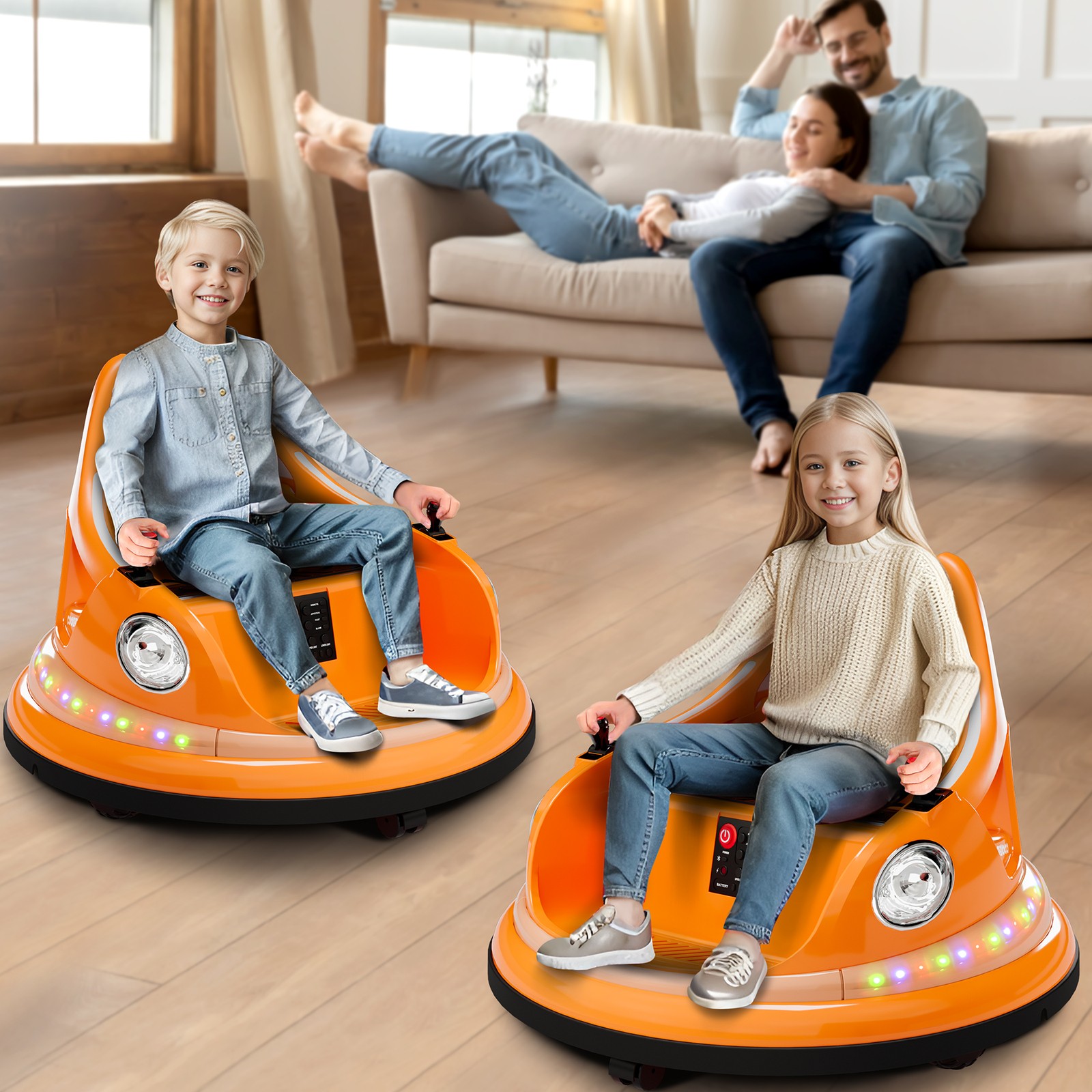 12V Kids Ride on Bumper Car Toddler Remote Control 360° Spin with Flash Lights