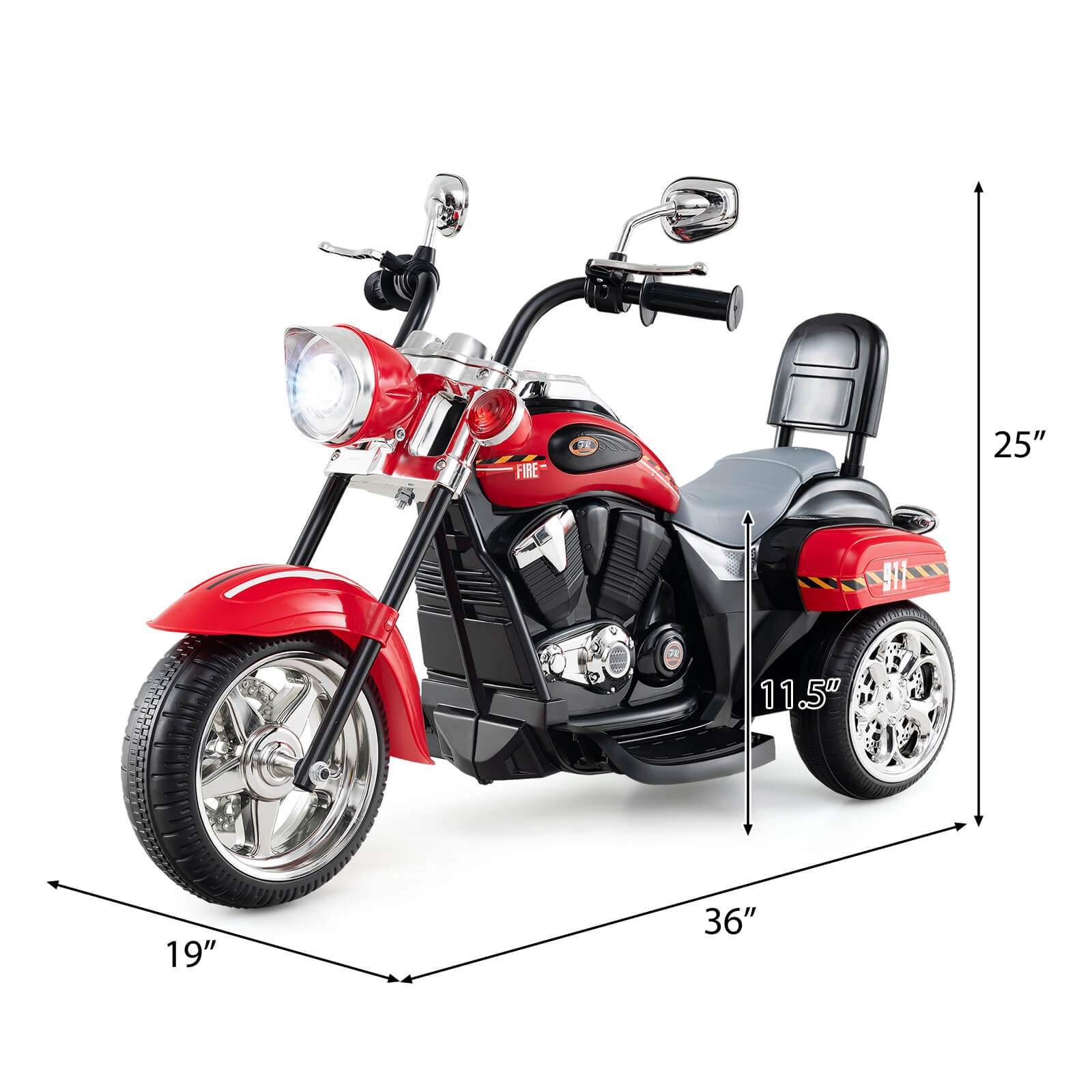 6V Kids Ride On Chopper Motorcycle 3 Wheel Trike w/ Headlight and Horn