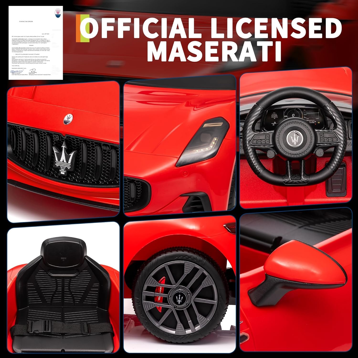 12V Ride On Car Licensed Maserati Gran Cabrio Ride on Toys for Kids White