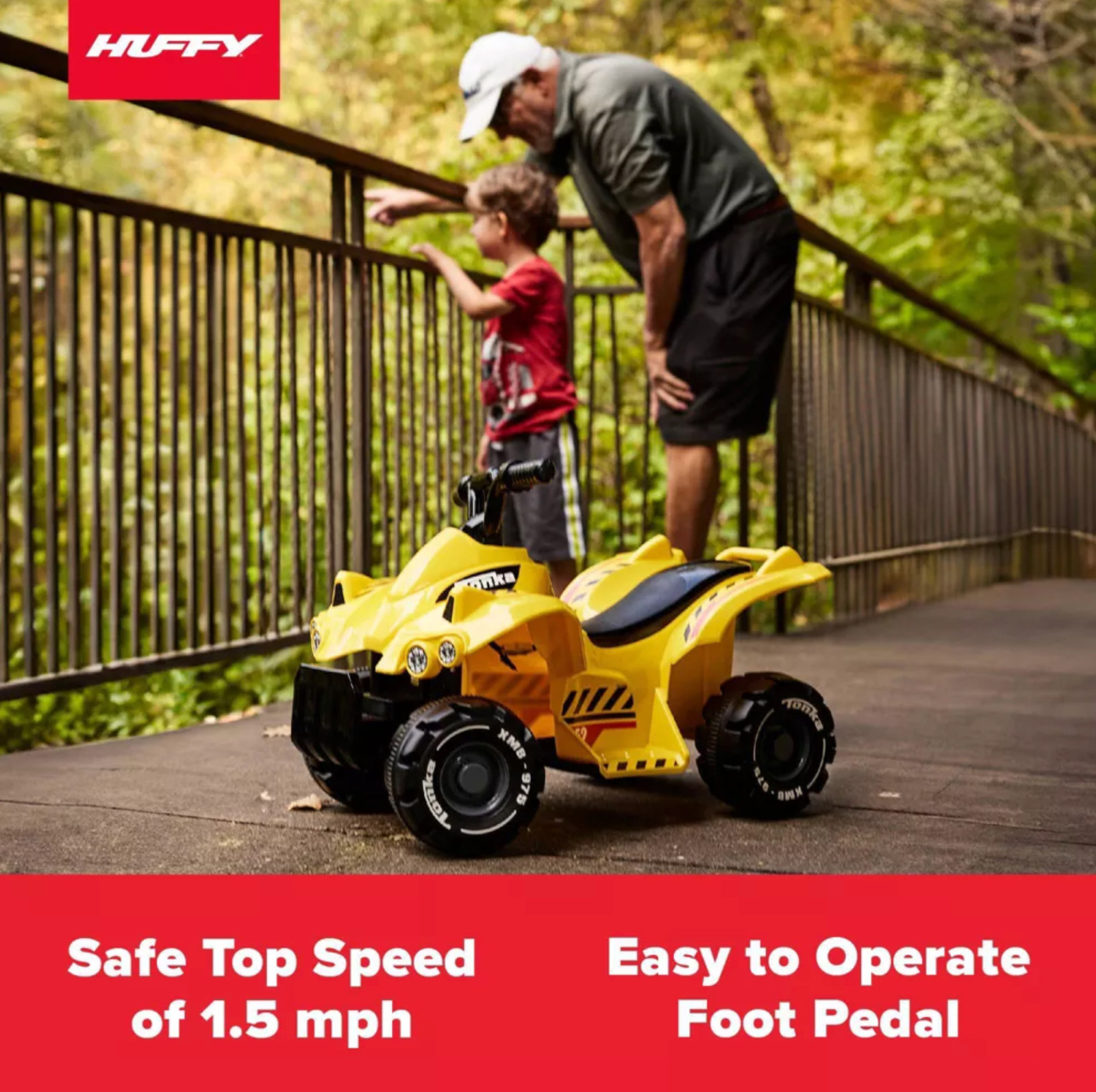 HUFFY TONKA TRUCK BATTERY RIDE-ON QUAD – 6V – AGE 1.5+ YEARS OLD – YELLOW
