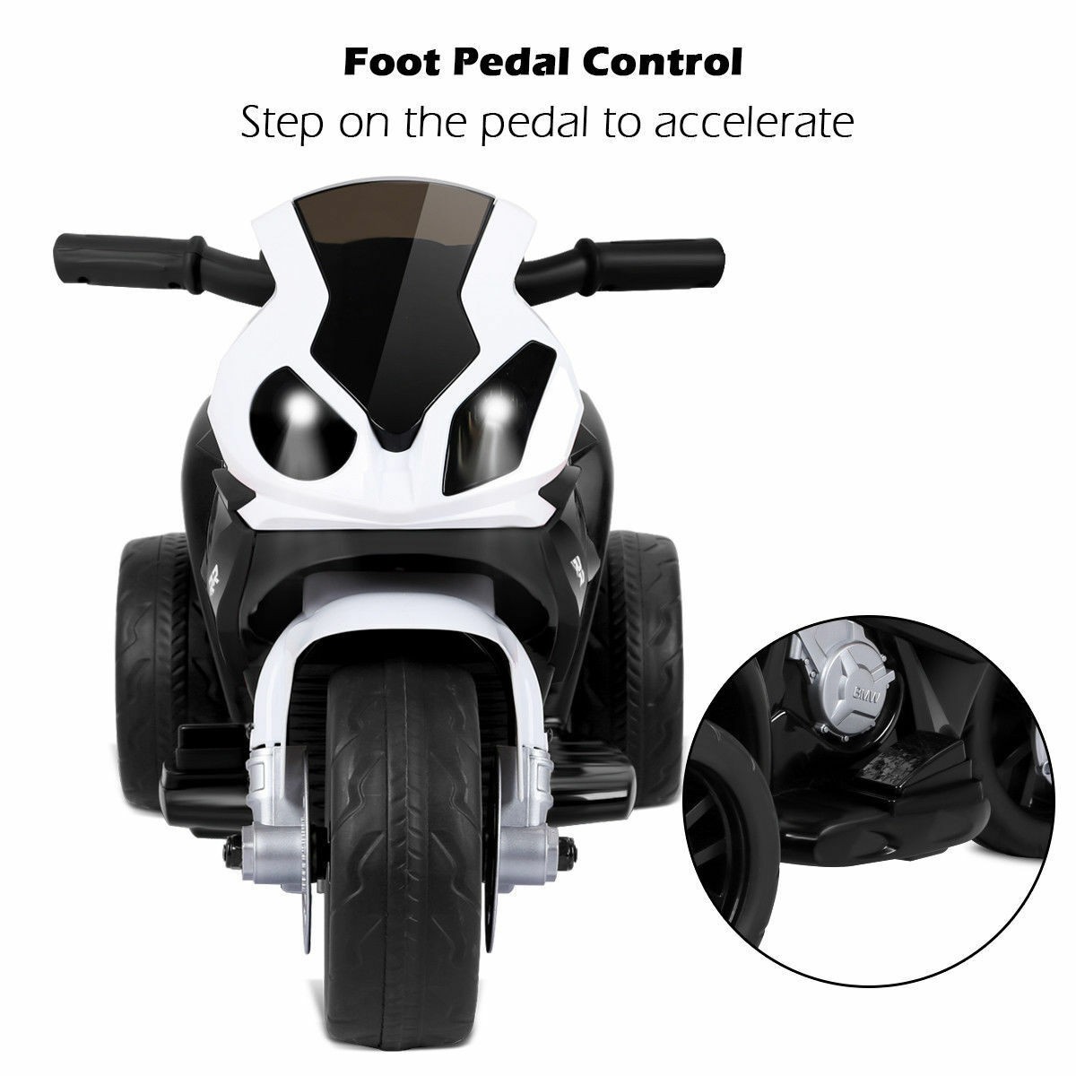 Kids Ride On Motorcycle BMW Licensed 6V Electric 3 Wheels Bicycle w/ Music Black