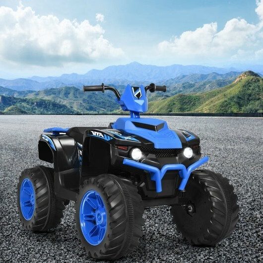 12V Kids Ride On ATV Electric Quad LED Lights Treaded Tires Navy