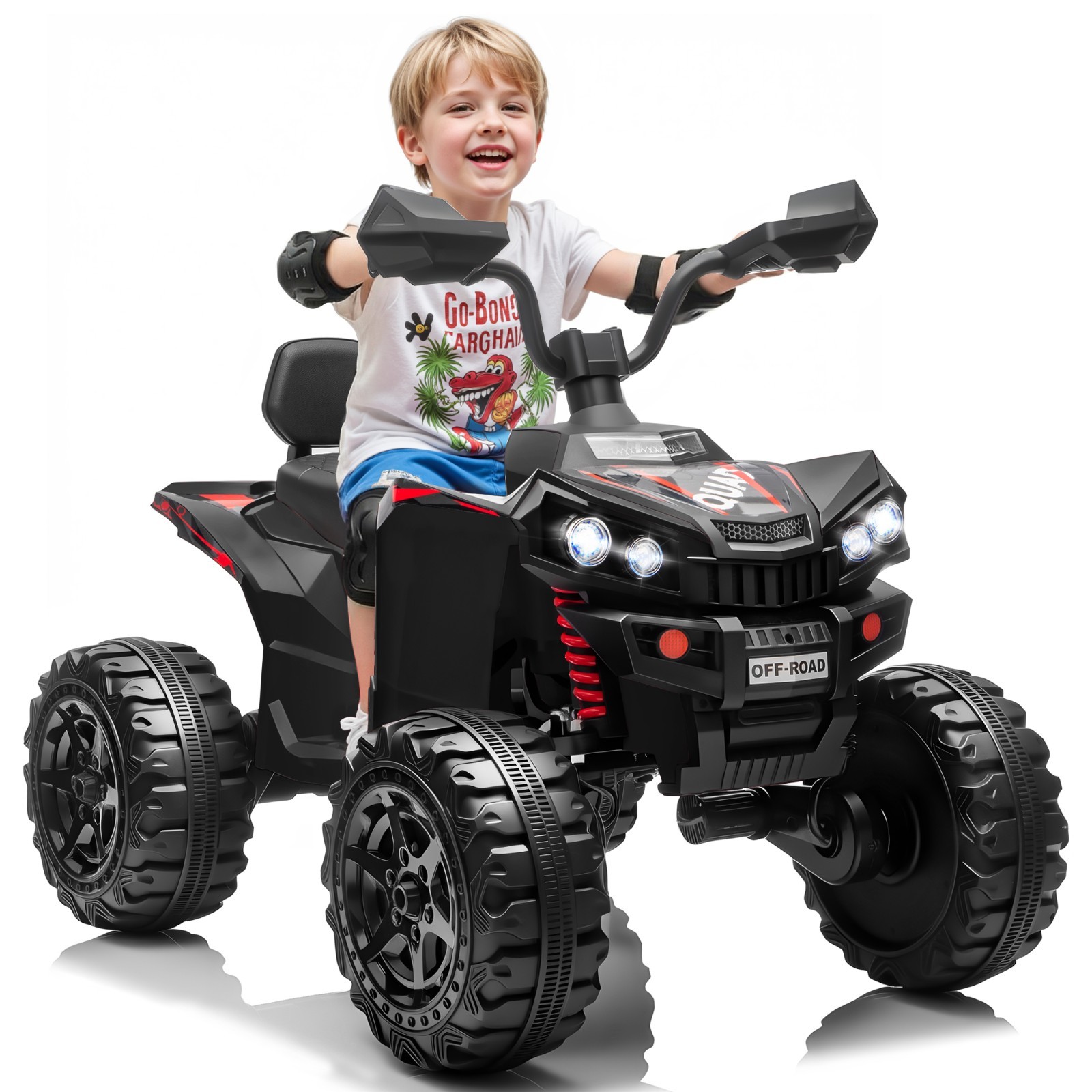 24V 4WD 2 Seater Kids Ride On ATV 4x200W Motor 7AH Electric Toy Car w/ Kneepads