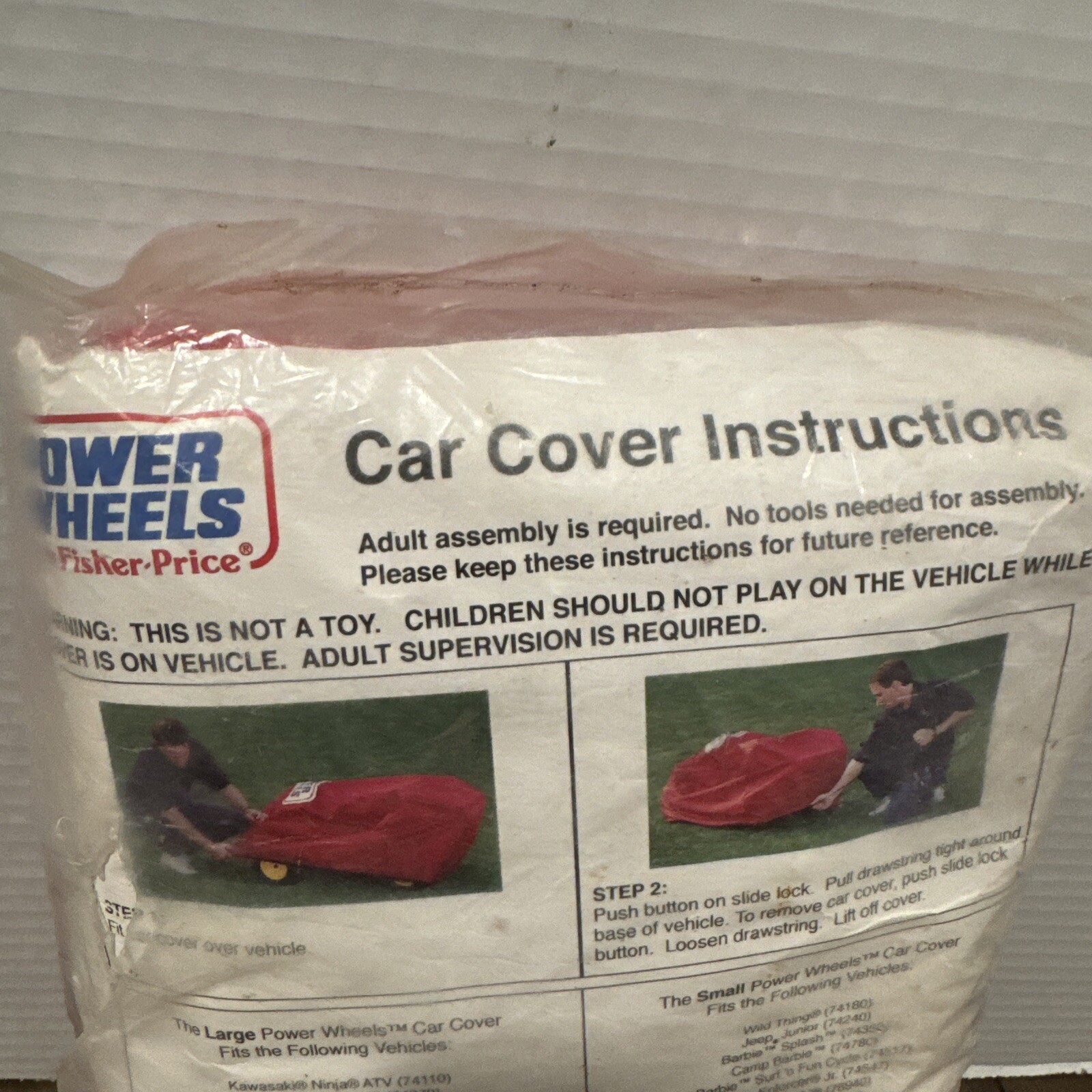 Vintage 1999 Power Wheels by Fisher Price Small Ride On Car Cover RED PW106-51