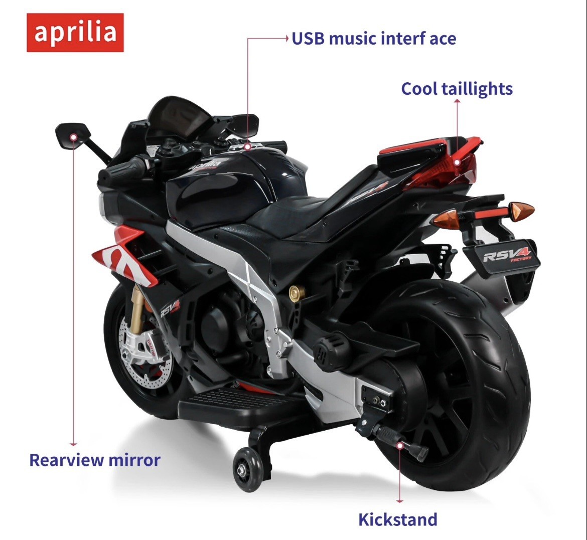 Aprilia Licensed Kids Electric Motorcycle Battery Power Dirt Bike Ride on Toy