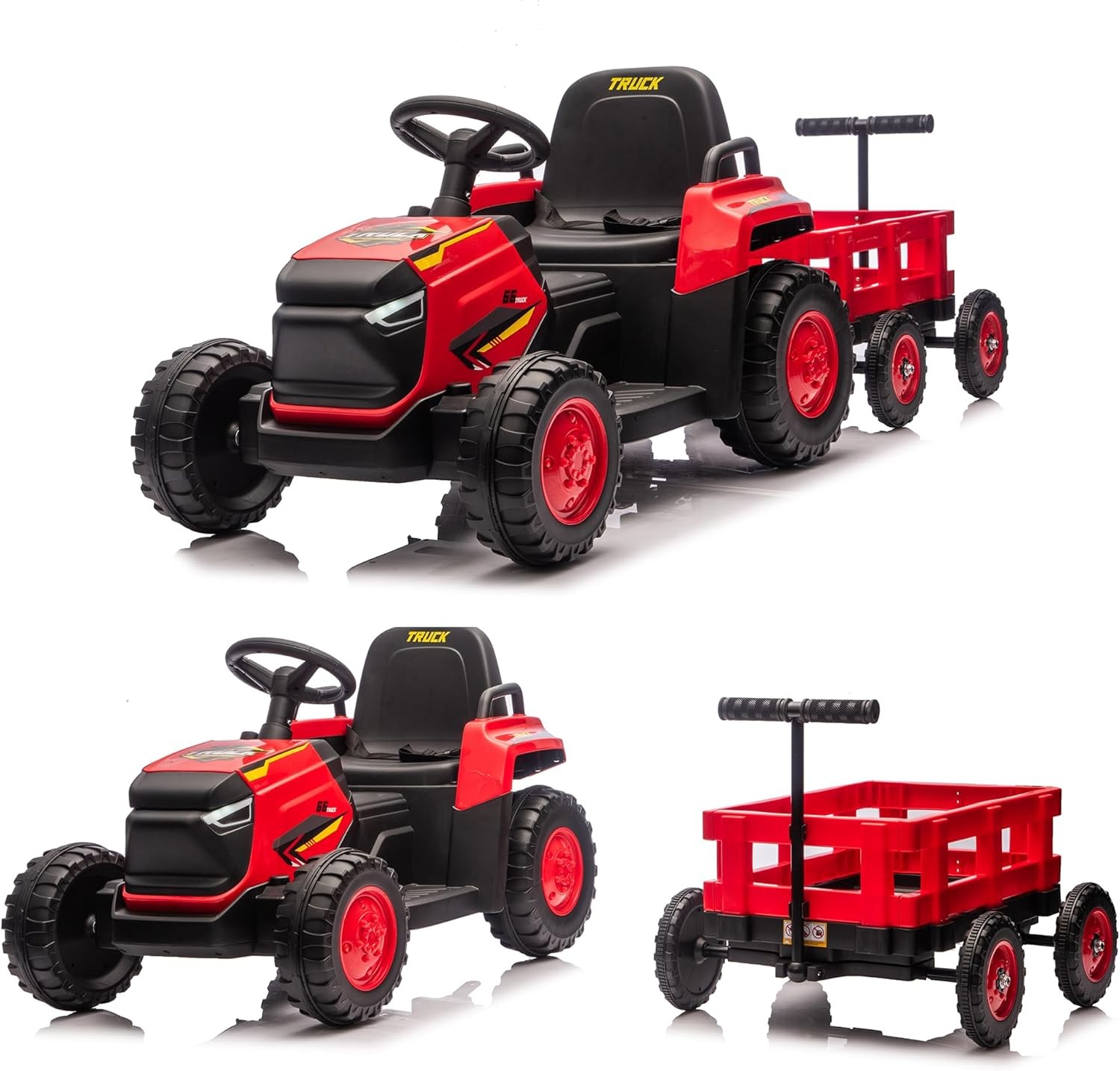 12V Ride On Tractor for Kids w Trailer&Remote, Farm Vehicle Toy for Toddlers 3–8