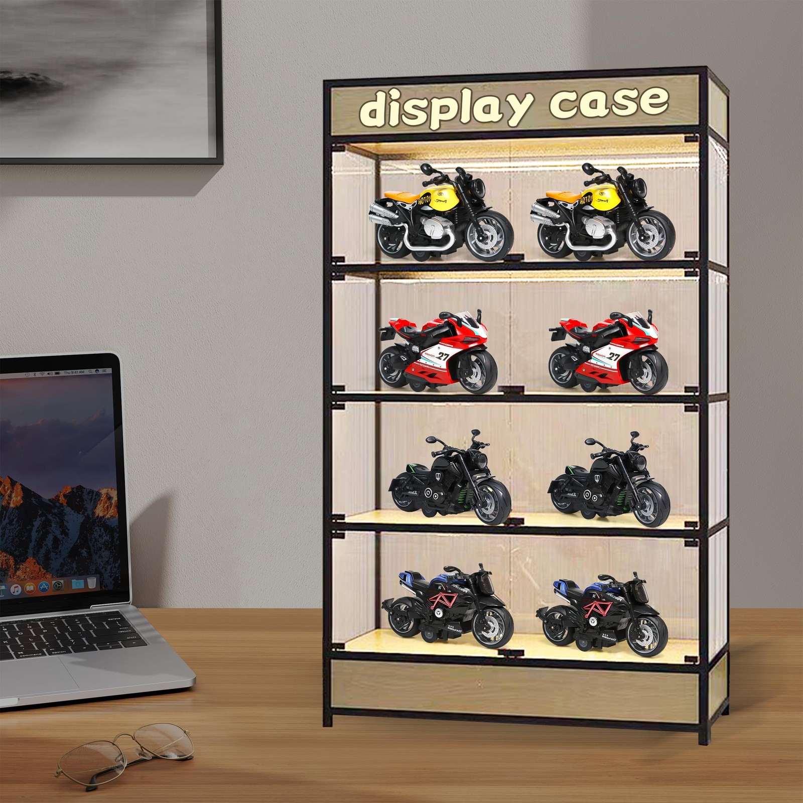 4-Pack Pull-Back Motorcycle Toys – Friction Powered Kids Toy Cars with Lights…