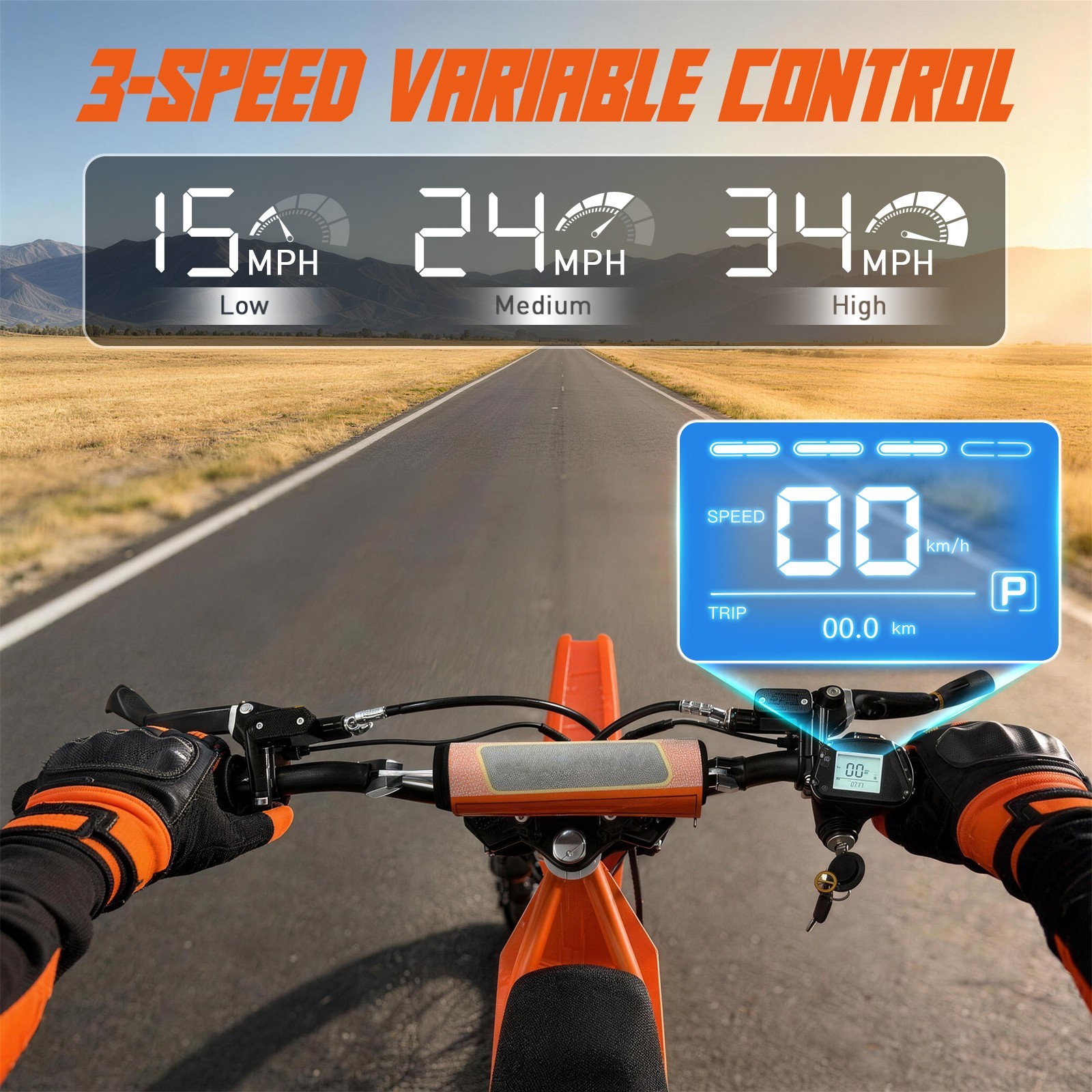 48V Electric Dirt Bike 2000W Peak 20Ah Off-Road Motorcycle E-Mountain Bike 35MPH