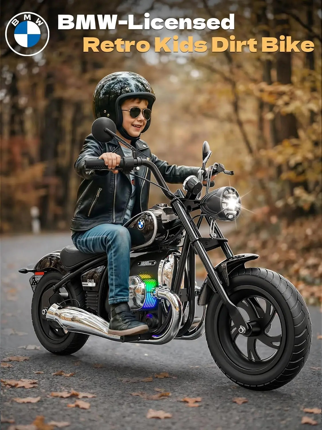 Licensed BMW 24V Electric Motorcycle for Kids 5+, Kids Electric Dirt Bike W/Peak