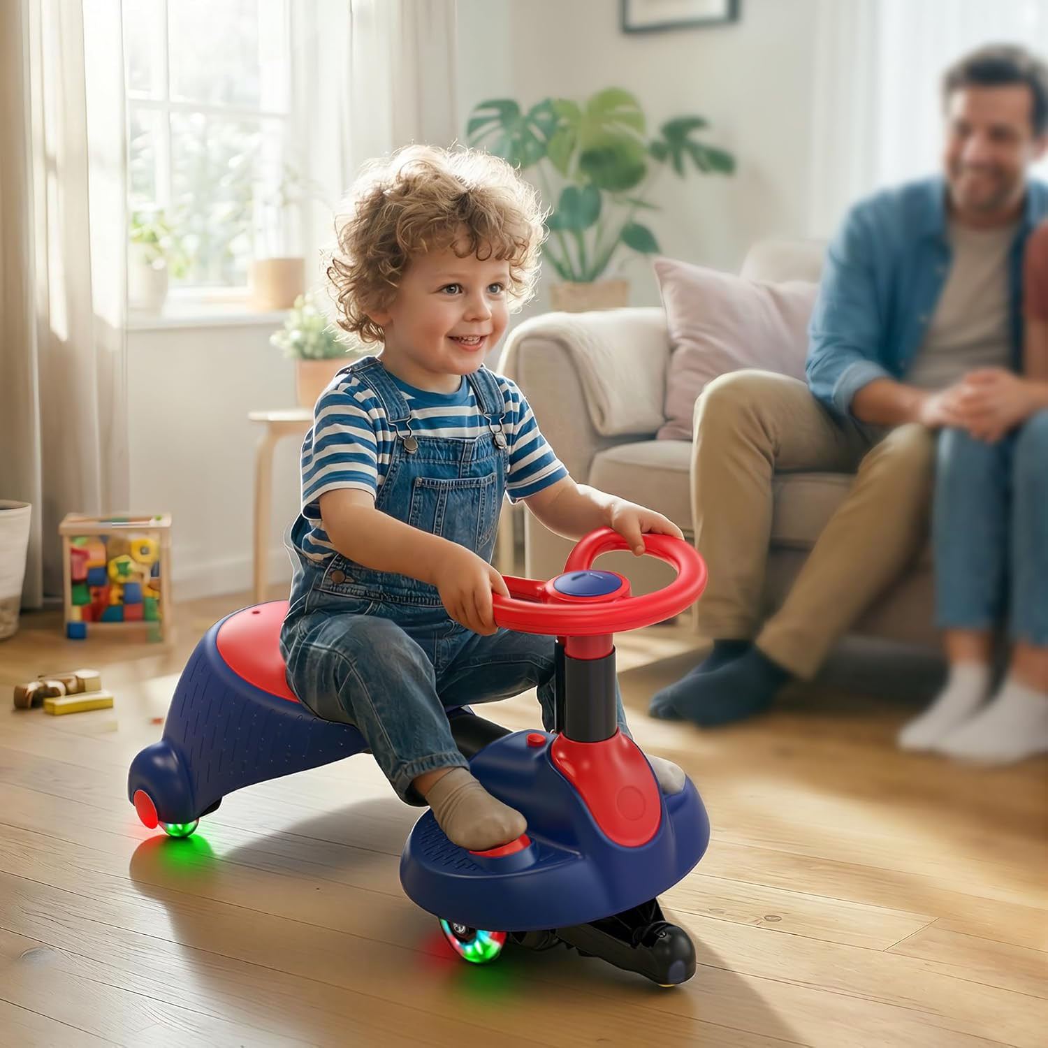 Electric Wiggle Car for Kids,6V Wiggle Car with LED Flashing Wheels & Music Spea