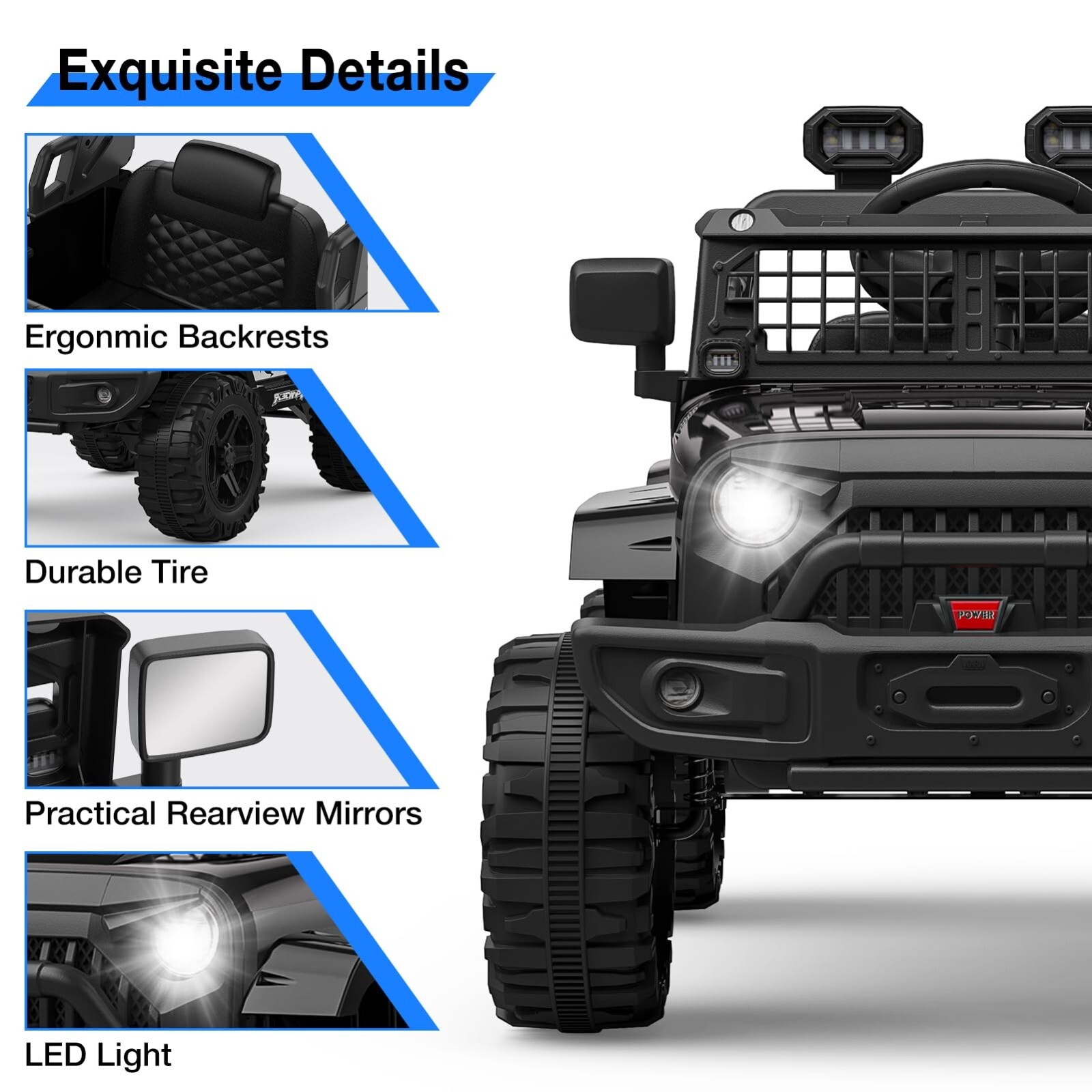 12V Kids Car Power Wheels Ride-on Truck Vehicle with Remote Control &LED Light