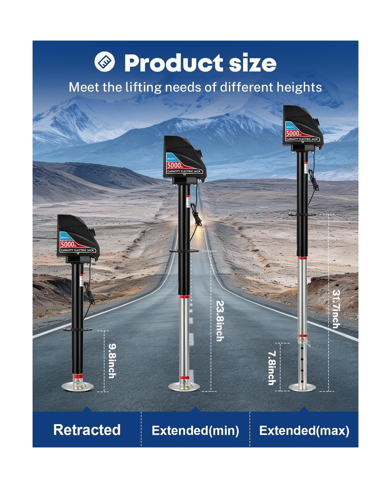 Kohree Electric Trailer Jack 5000lbs, Heavy Duty A-Frame Electric Power Tongu…