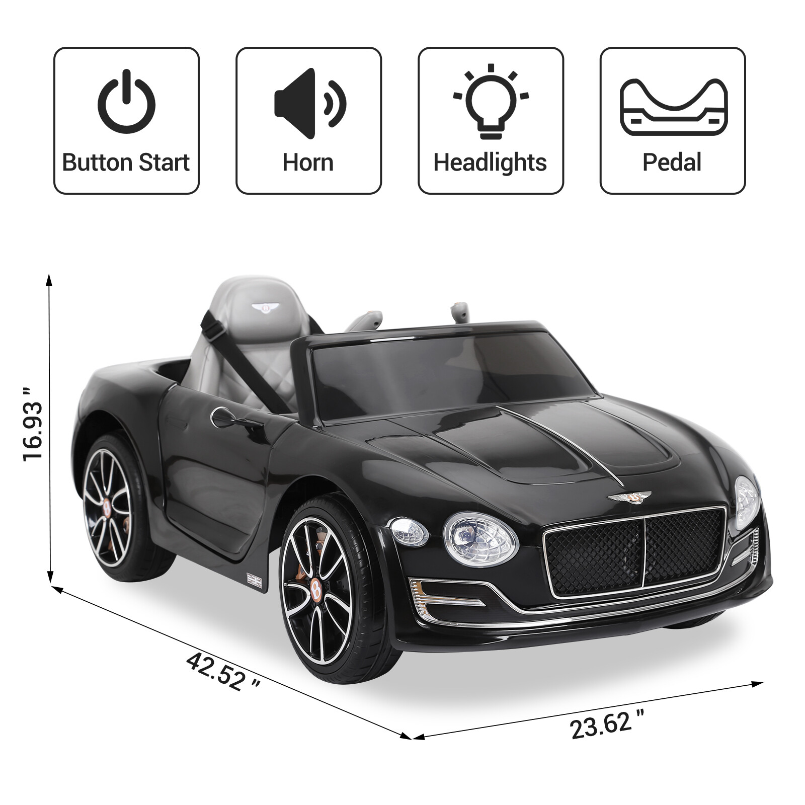 12V Electric Kids Ride On Car Toys w/ LED Remote Control LICENSED Bentley Style