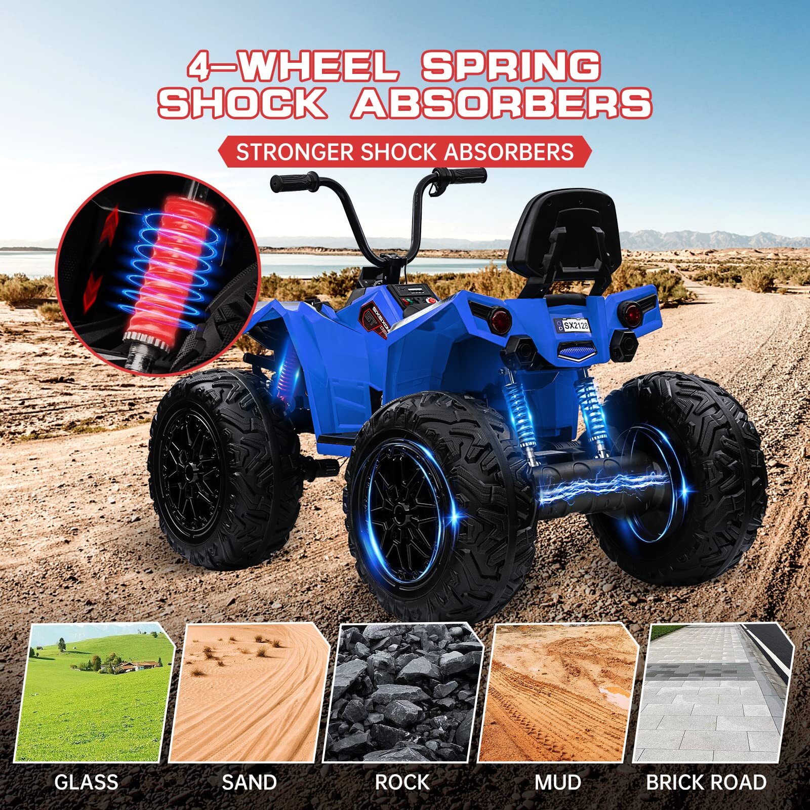Kids ATV Car, 24V Ride On Car 4WD Quad Electric Vehicle, 4x80W Powerful Engine