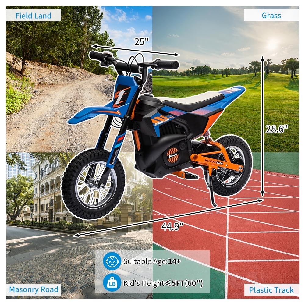 Kids Electric Motorcycle 24V Battery Powered Ride on Motocross Bike Child Gift