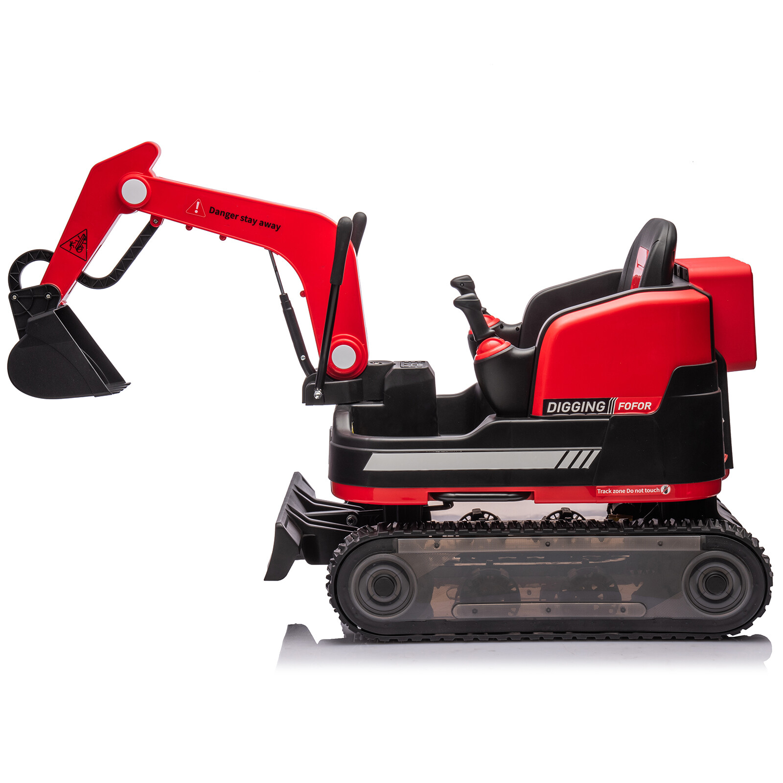 2 IN 1 360° Red 12V Battery Powered Kids Ride On Excavator Bulldozer with Remote
