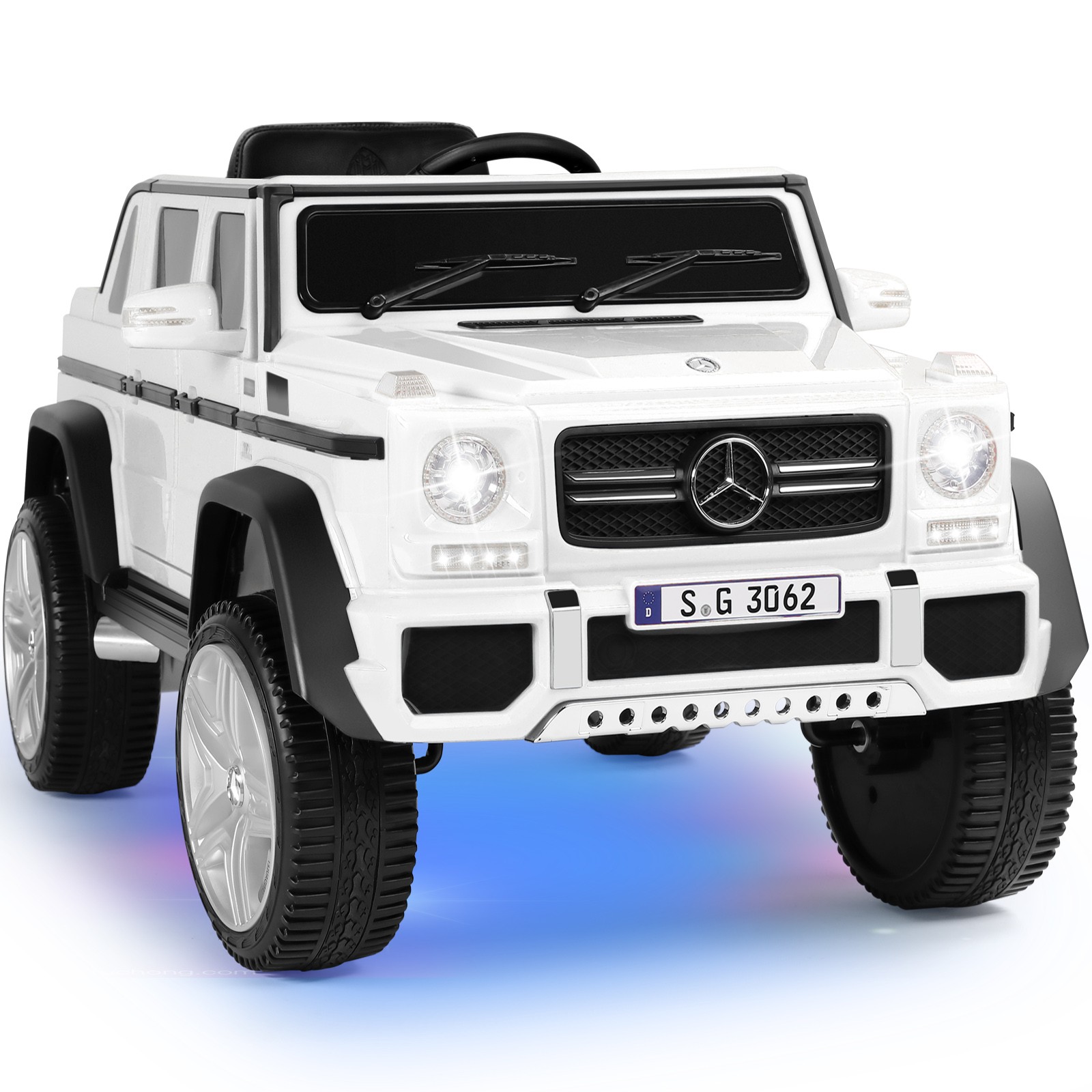 12V Battery Kids White Ride On Car Electric Mercedes-Benz Truck w/LED,MP3,Remote
