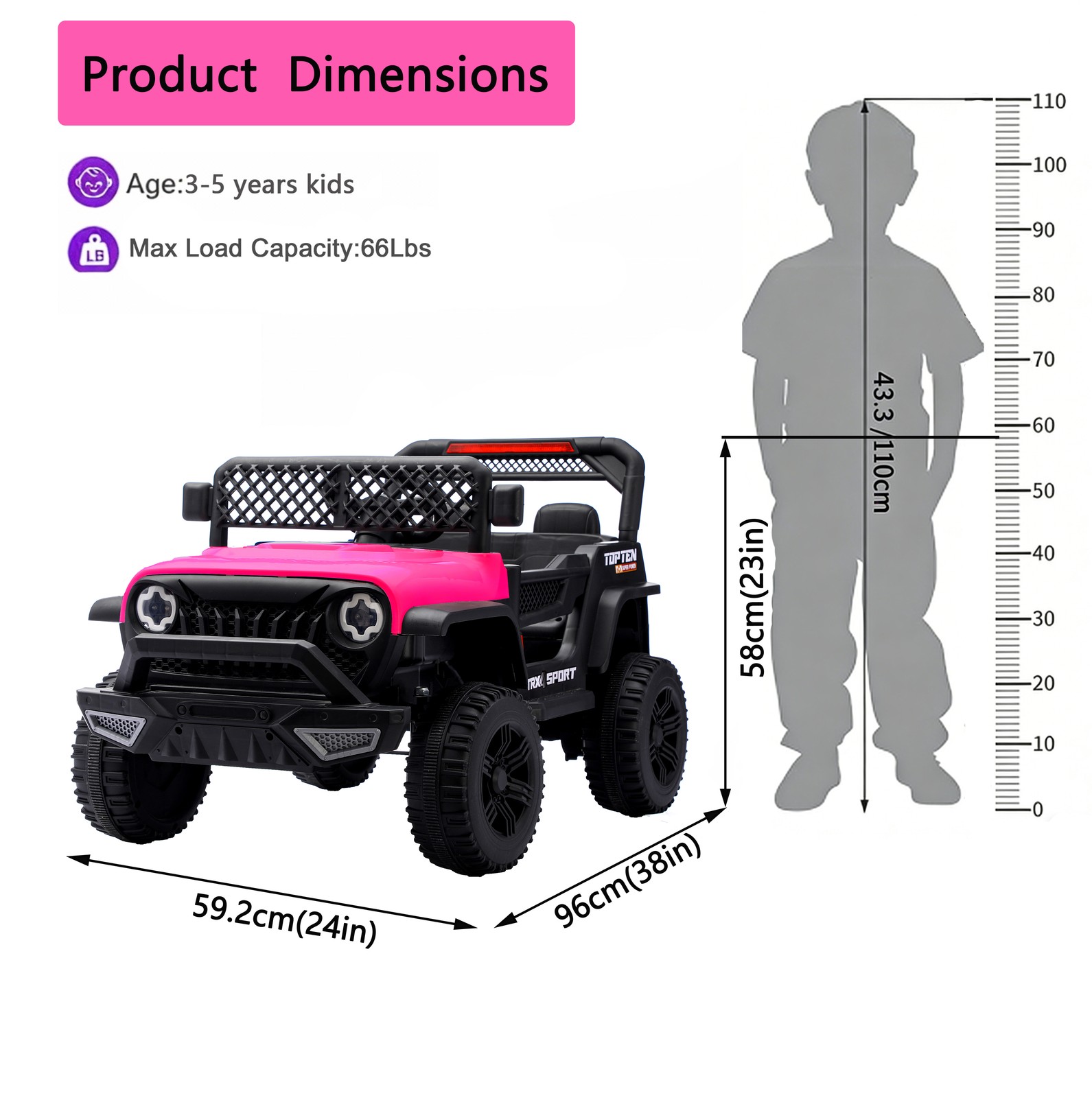 Ride on Car Kids Electric Car with Remote Control Swing for 3~6 Years Gift Pink