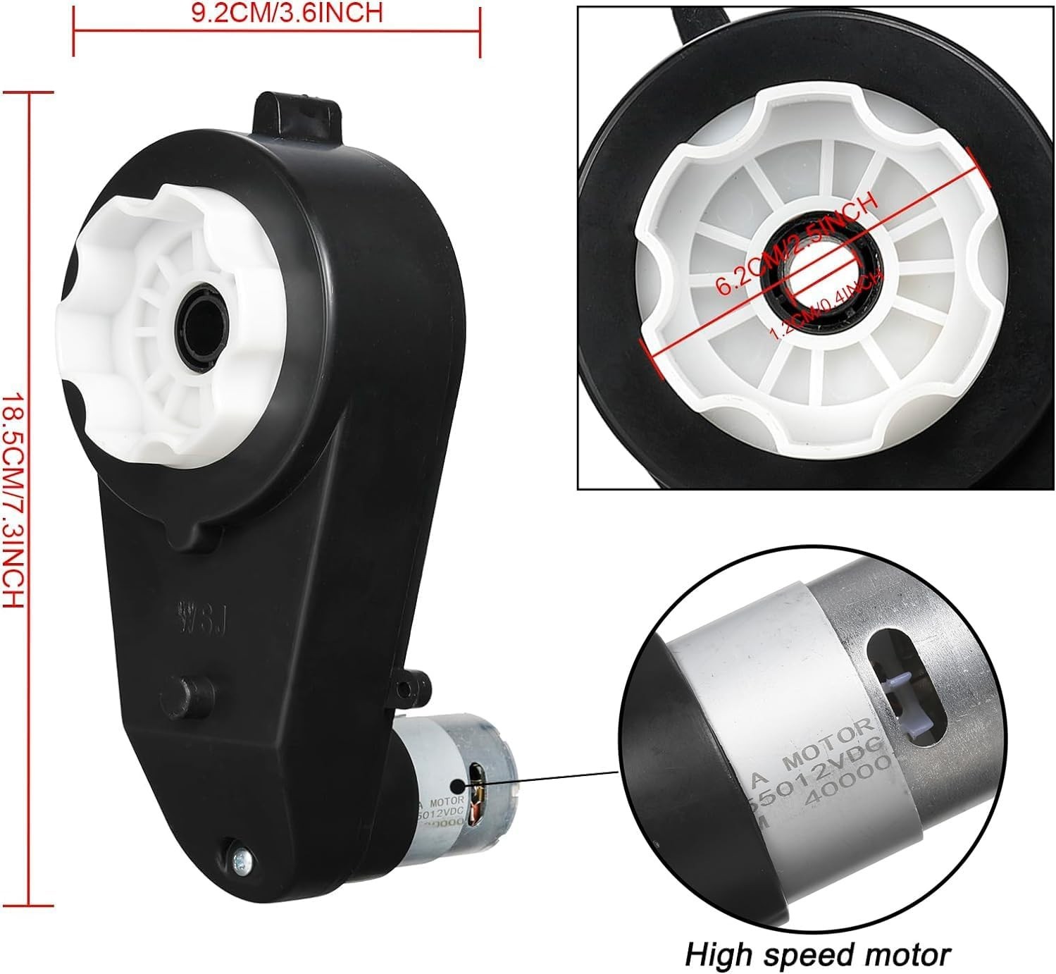 12V Ride On Upgrade Motor Gearbox 2Pcs12V RS550 40000RPM Powered Wheels Elect…
