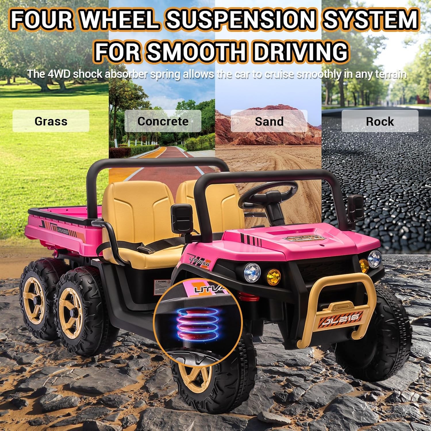 Kids 24V Ride On Dump Truck UTV Electric Ride On Car Toys Vehicles w/ Dump Bed
