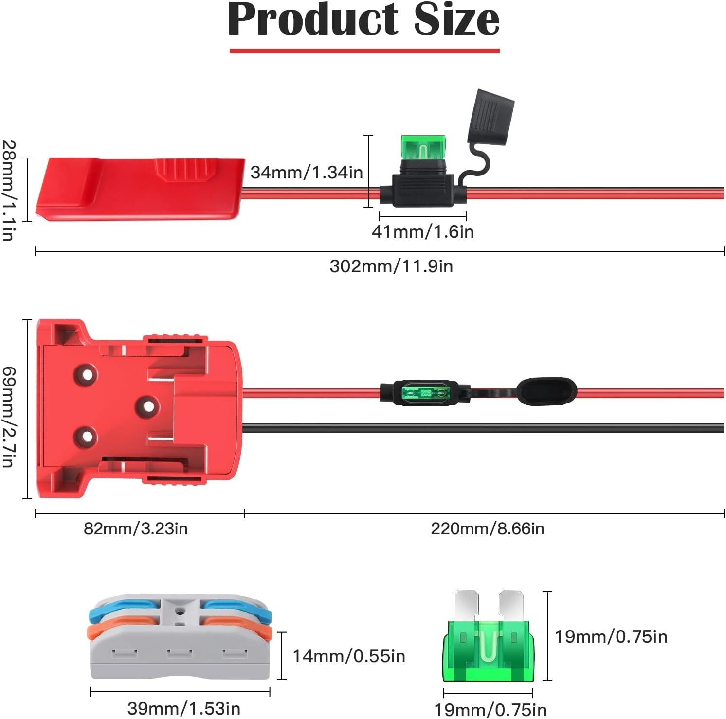 18V Milwaukee M18 Power Wheel Adapter Set – 2 Adapters with Heavy-Duty Fuses