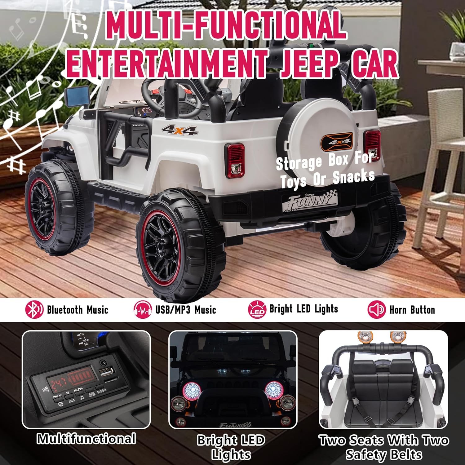 24V 2 Seaters Kids Ride on Truck Electric Car Toys with Remote 20in Width Seat