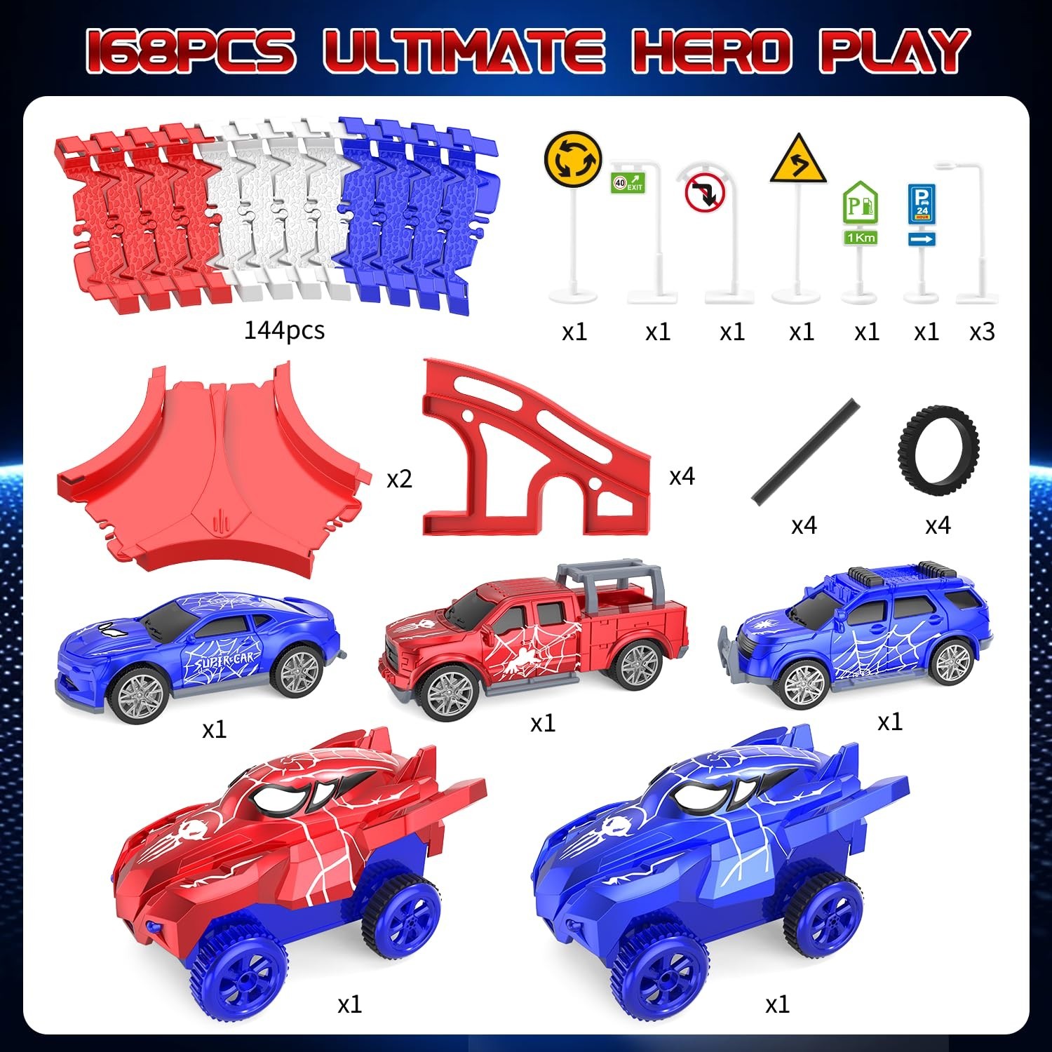 Spider Toys for Boys 4-6, Create A Spider World Road Race Tracks with 2 Cool …