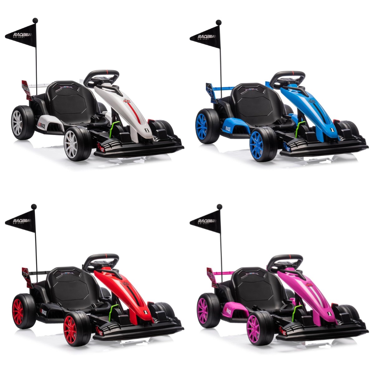 24V Kids Electric Go Kart, Drift Racing Kart w/ Dual 200W Motors,Adjustable Seat