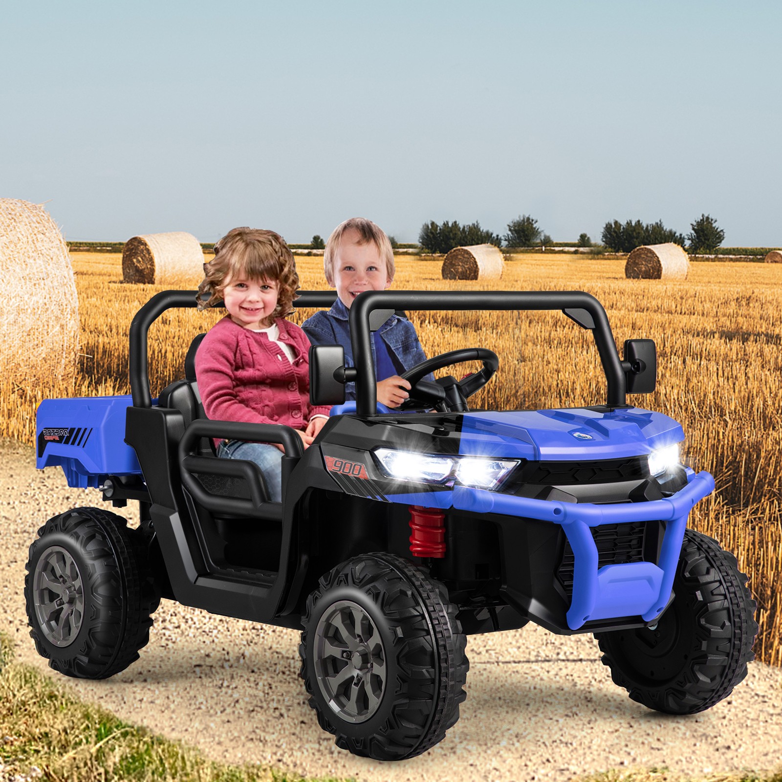 24V Kids Ride On Dump Truck 2-Seater Electric Truck w/ Remote Control Blue