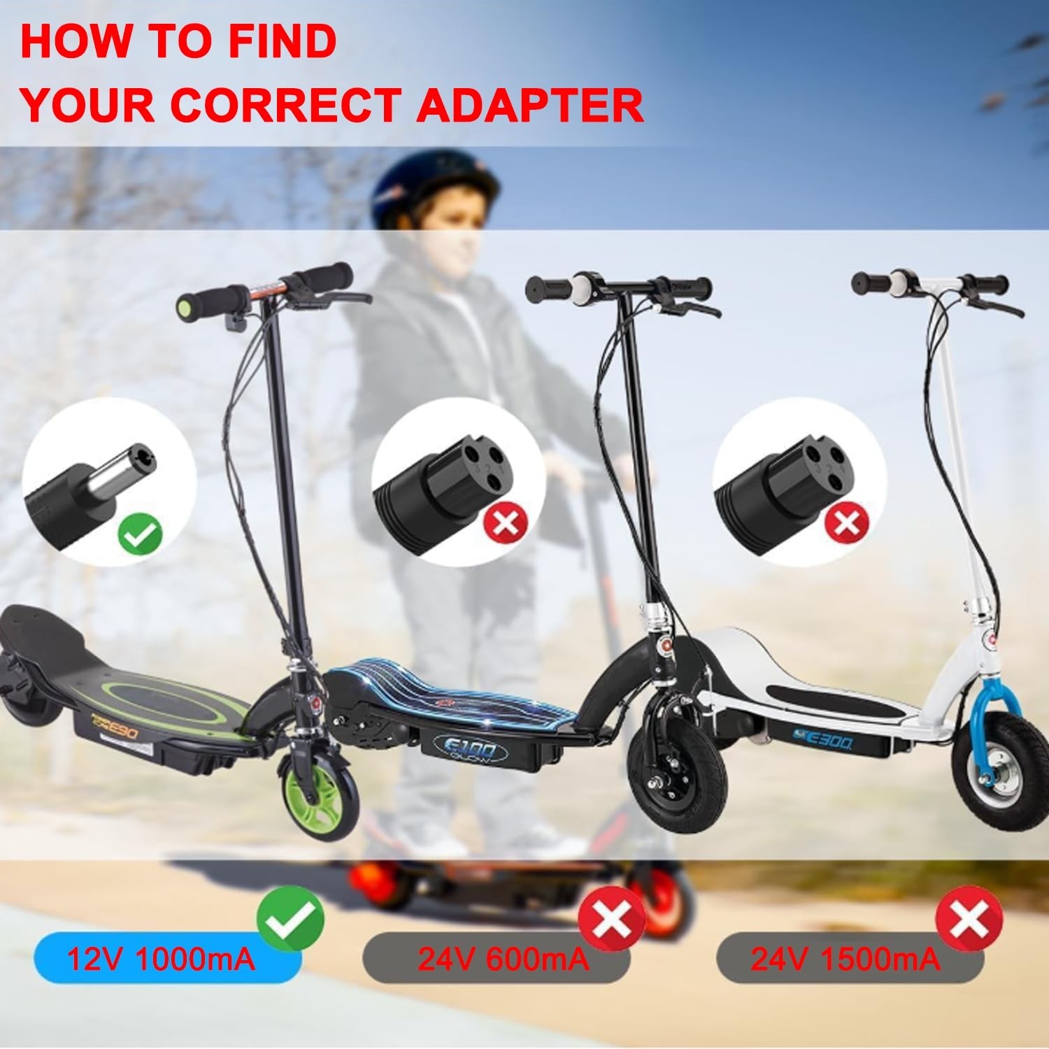 12V Battery Charger for Ride on Toys, Razor PowerCore E90 E95 Electric Scoote…