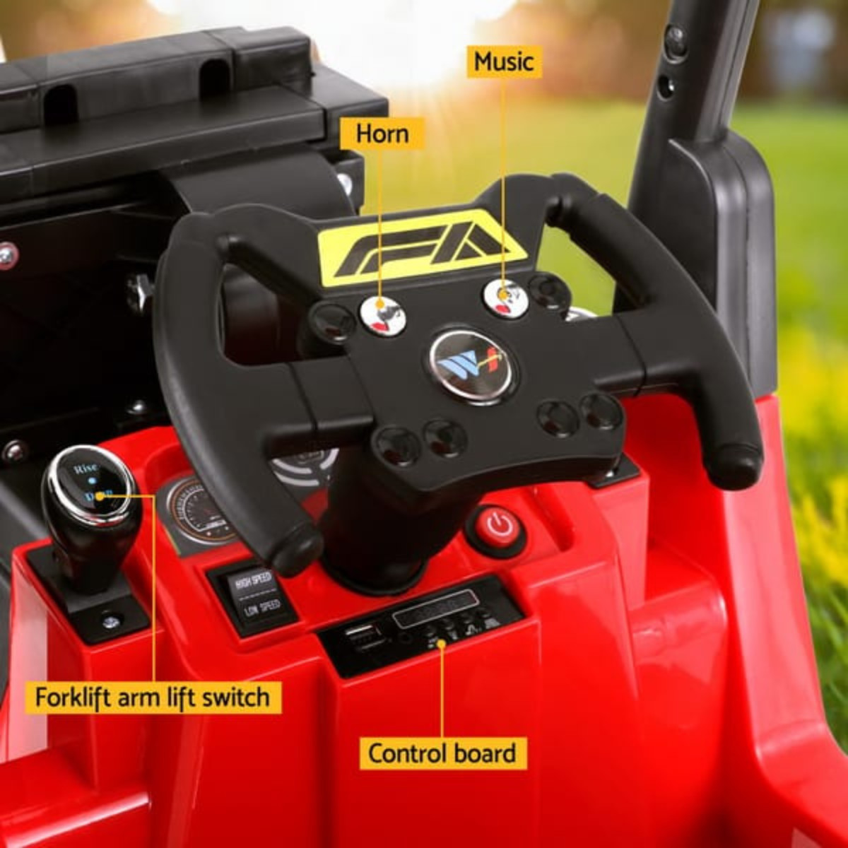12V Kids Electric Forklift Loader Ride On Car Toy Red Remote Horn