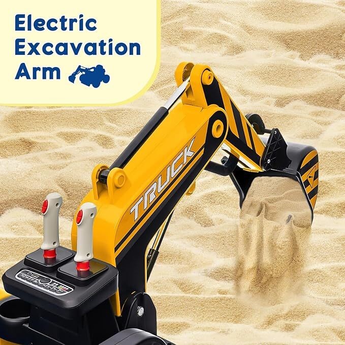 12V 10AH Electric Toy Excavator 4WD Battery Powered Sand Digger w/Remote Control