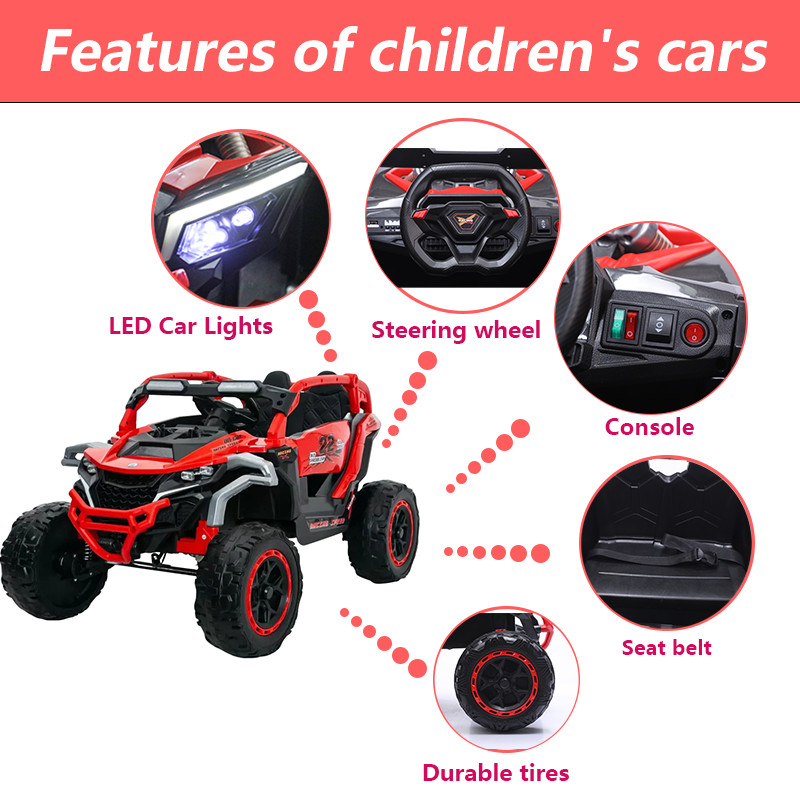 12V Kids Electric Car Truck 2 Seater Ride on UTV Toys with Remote LED Music, Red