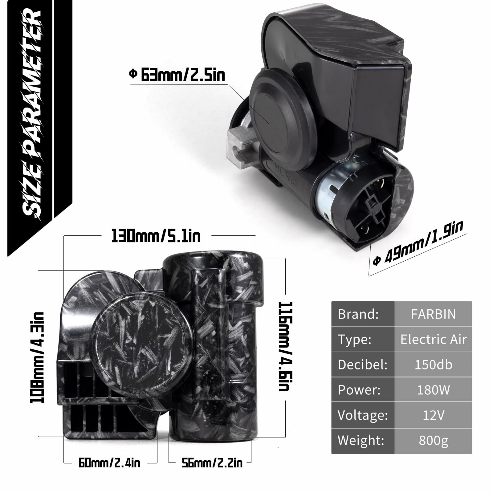 Air Horn for Motorcycle 12V Train Horn for Motorcycles 150dB Super Loud Car H…