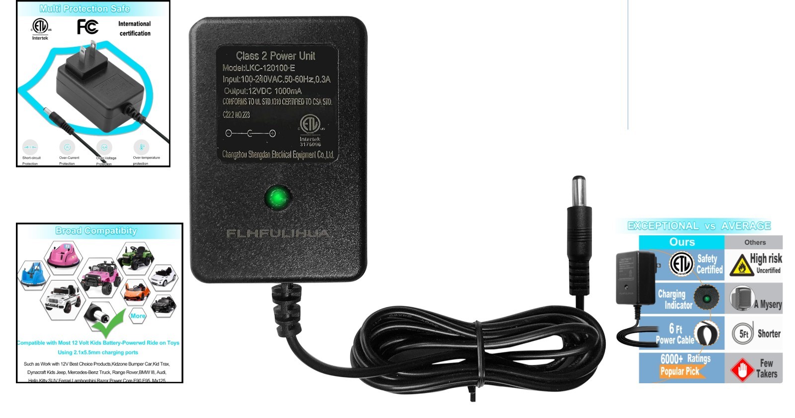 Automatic Universal Charger for 12V Kids Ride-On Toys – Lightweight & Reliable