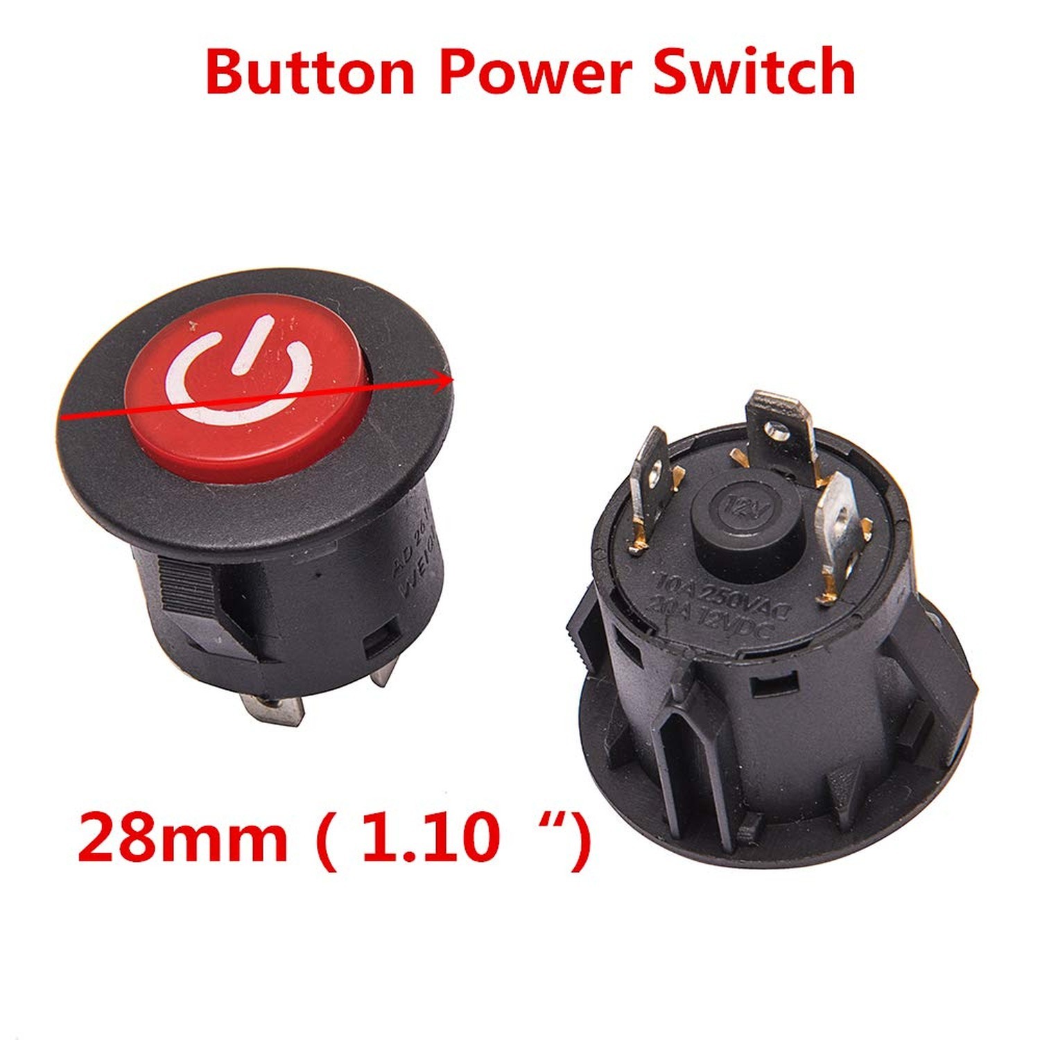 Power Switch Button Start Switch Replacement Accessory, for 20A 12VDC Applica…