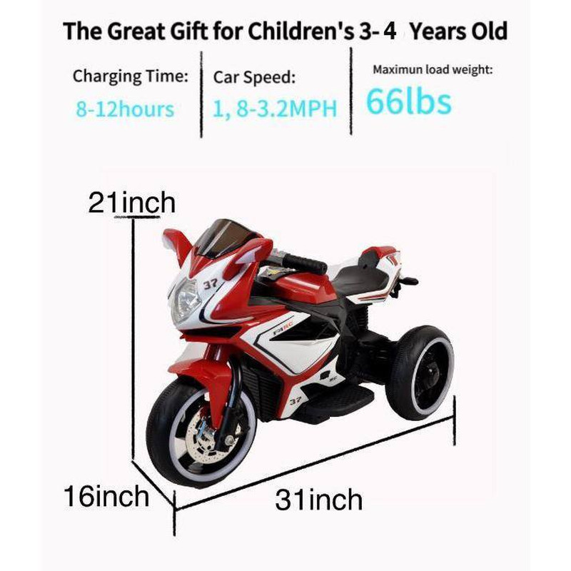 Plastic Red 6-Volt Kids Electric Motorcycle/Kids Toys Motorcycle/Kids Electric C