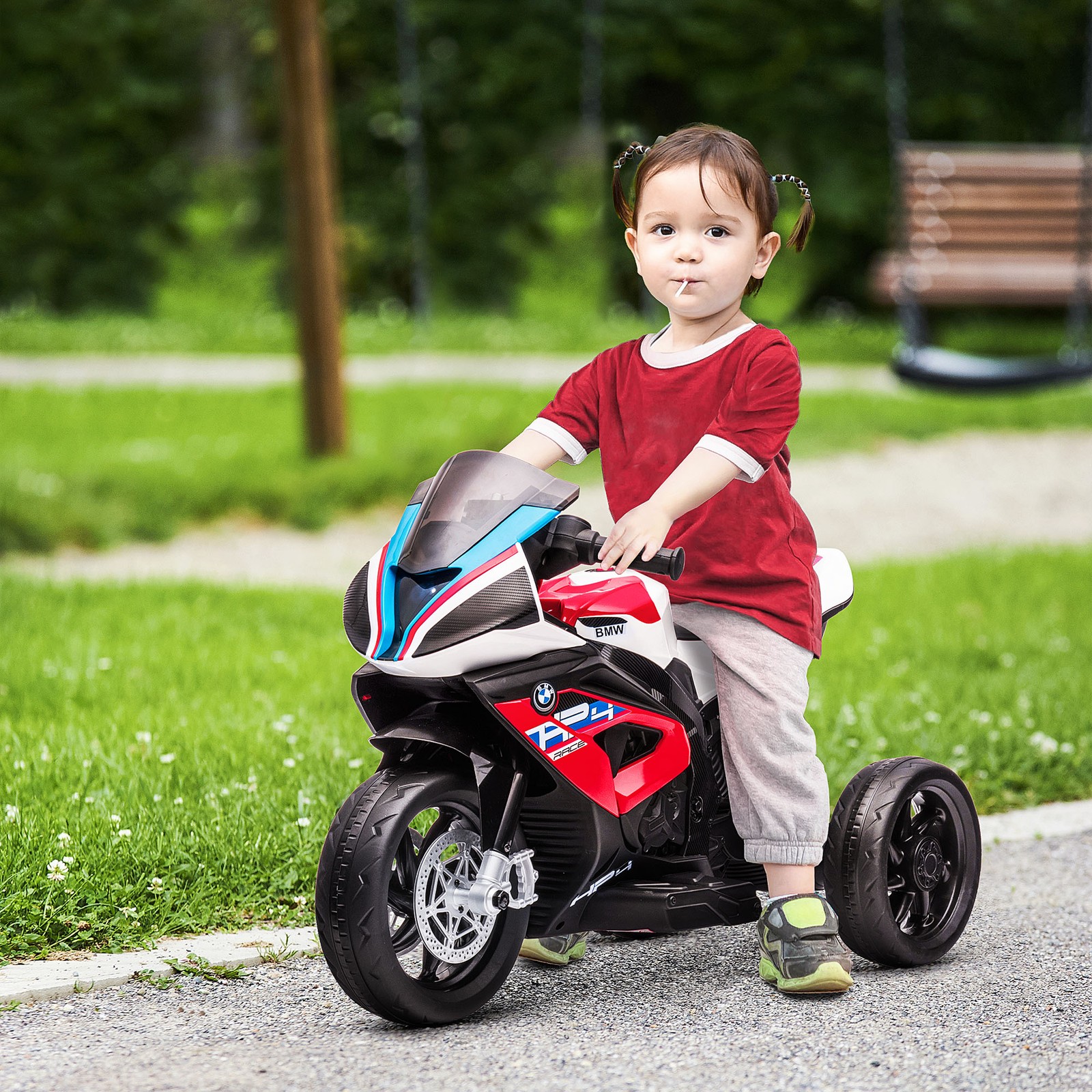 Off-Road Kids Motorcycle Ride-on Toy for Toddlers & Ages 1.5 to 5, Electric Red