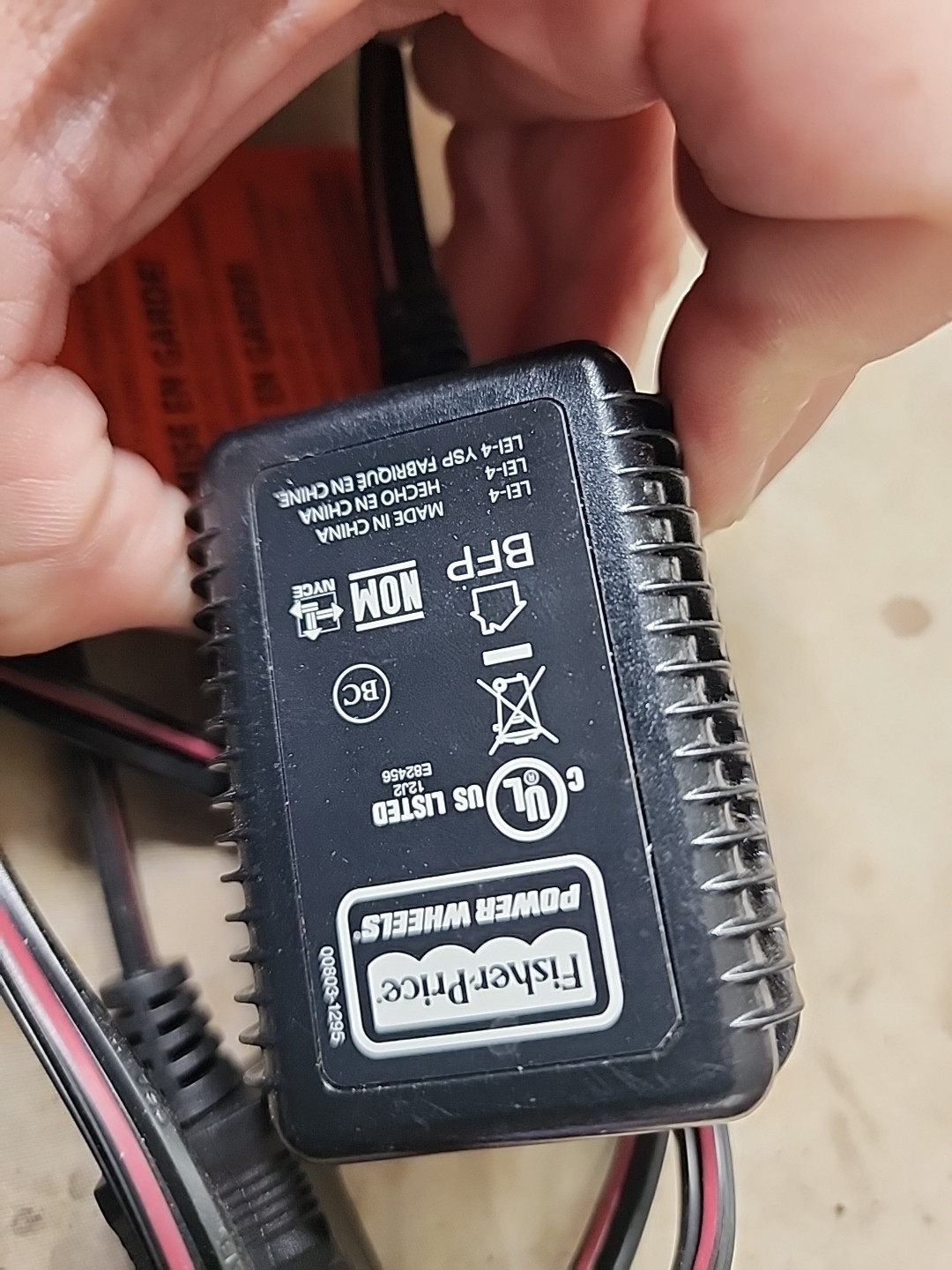 Fisher-Price Power Wheels 00803-1295 Class 2 Battery Charger Cord
