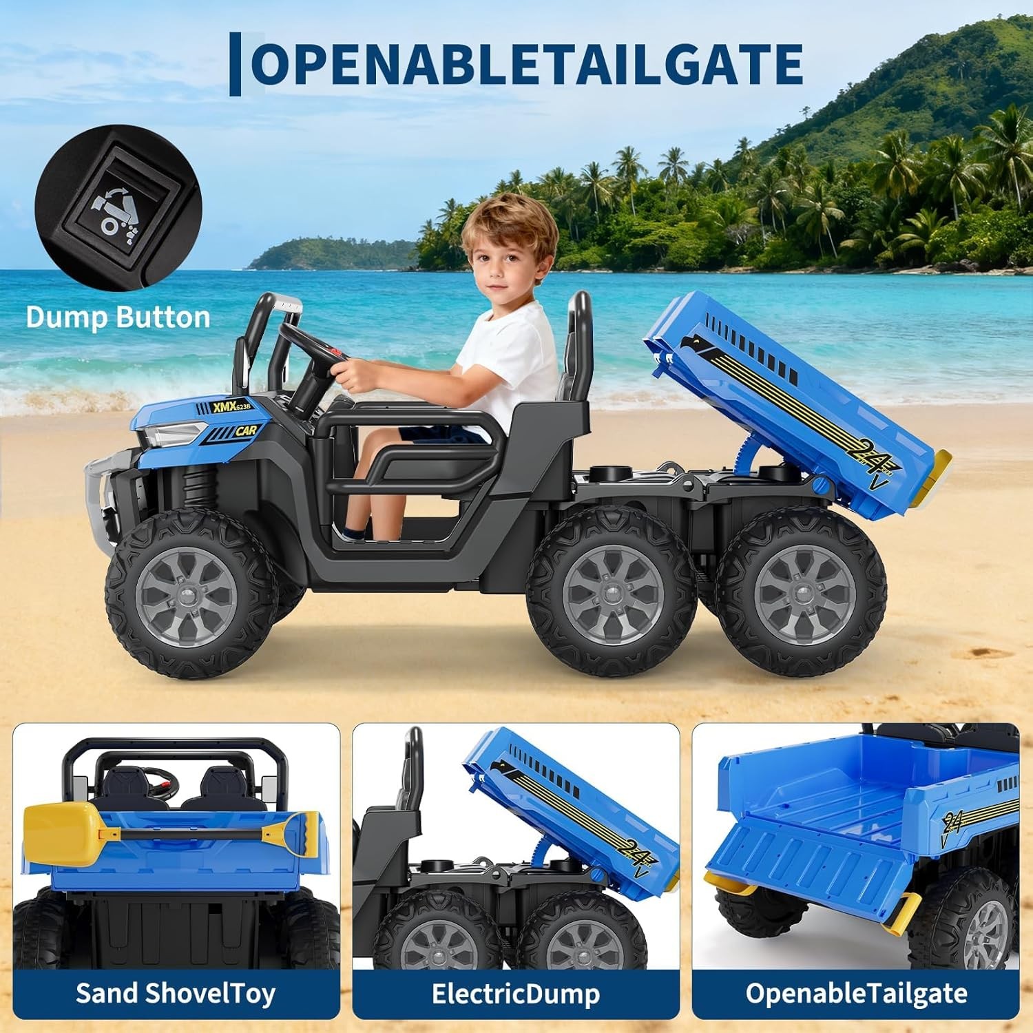 Kids Ride on Car Truck Toys 24V Electric Tractor+Remote, Christmas Gift