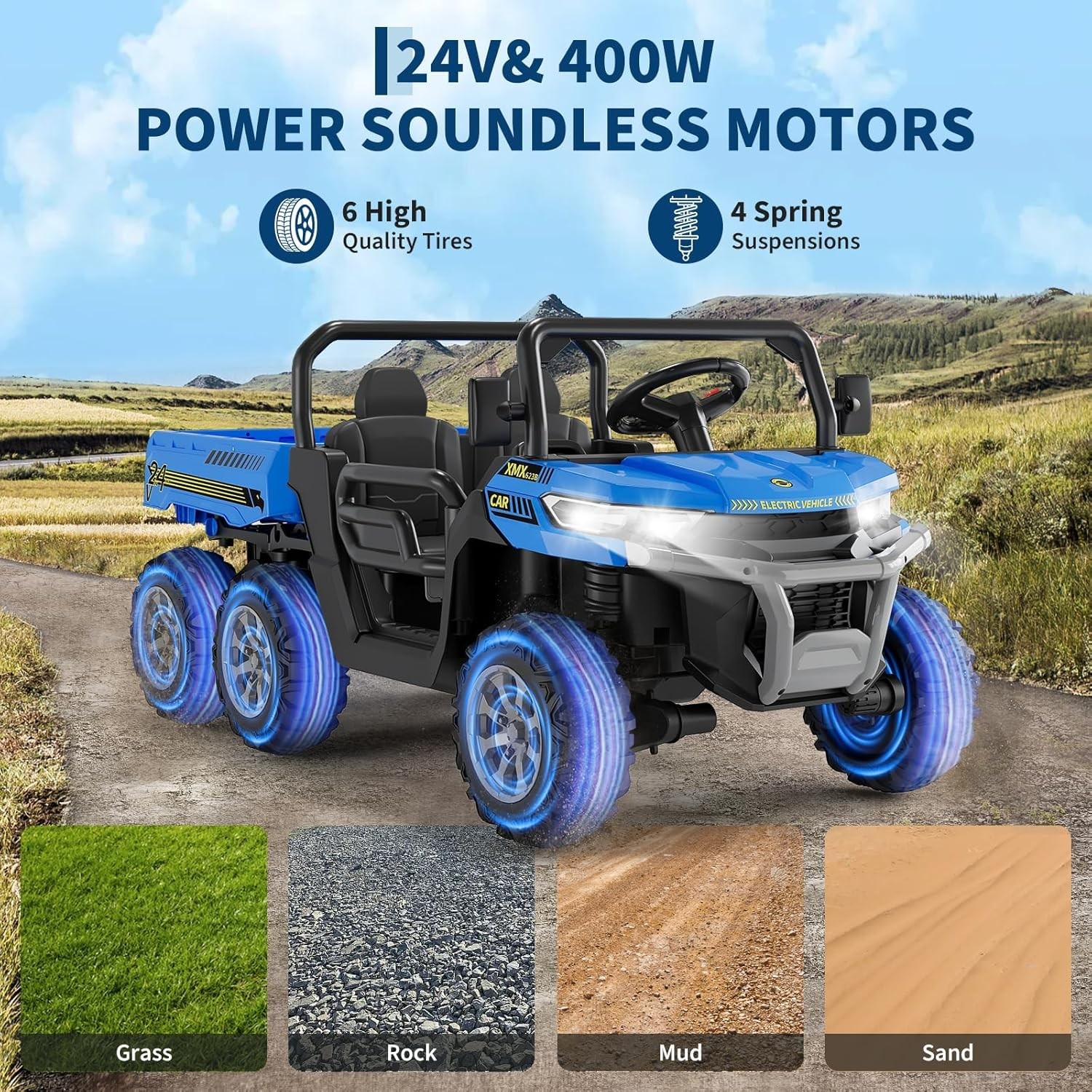 Kids Ride on Car Truck Toys 24V Electric Tractor+Remote, Christmas Gift