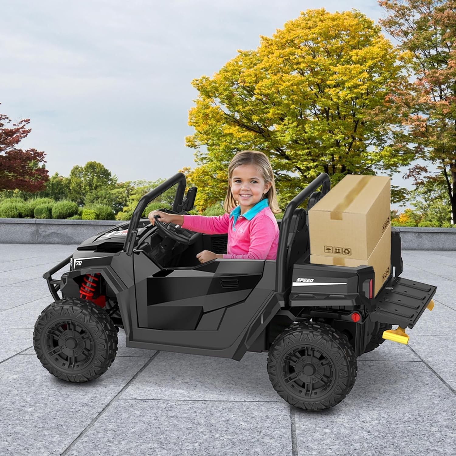 24V Ride On Truck for Kids w/ Remote, 4WD, LED Lights,Bluetooth,Dump Bed,2 Seats