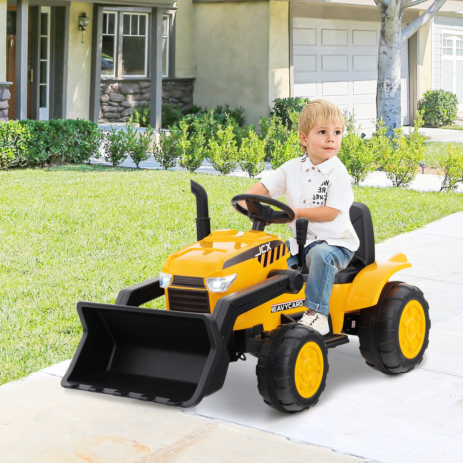 12V Kids Ride On Excavator Digger Electric Bulldozer Tractor RC w/ Light & Music
