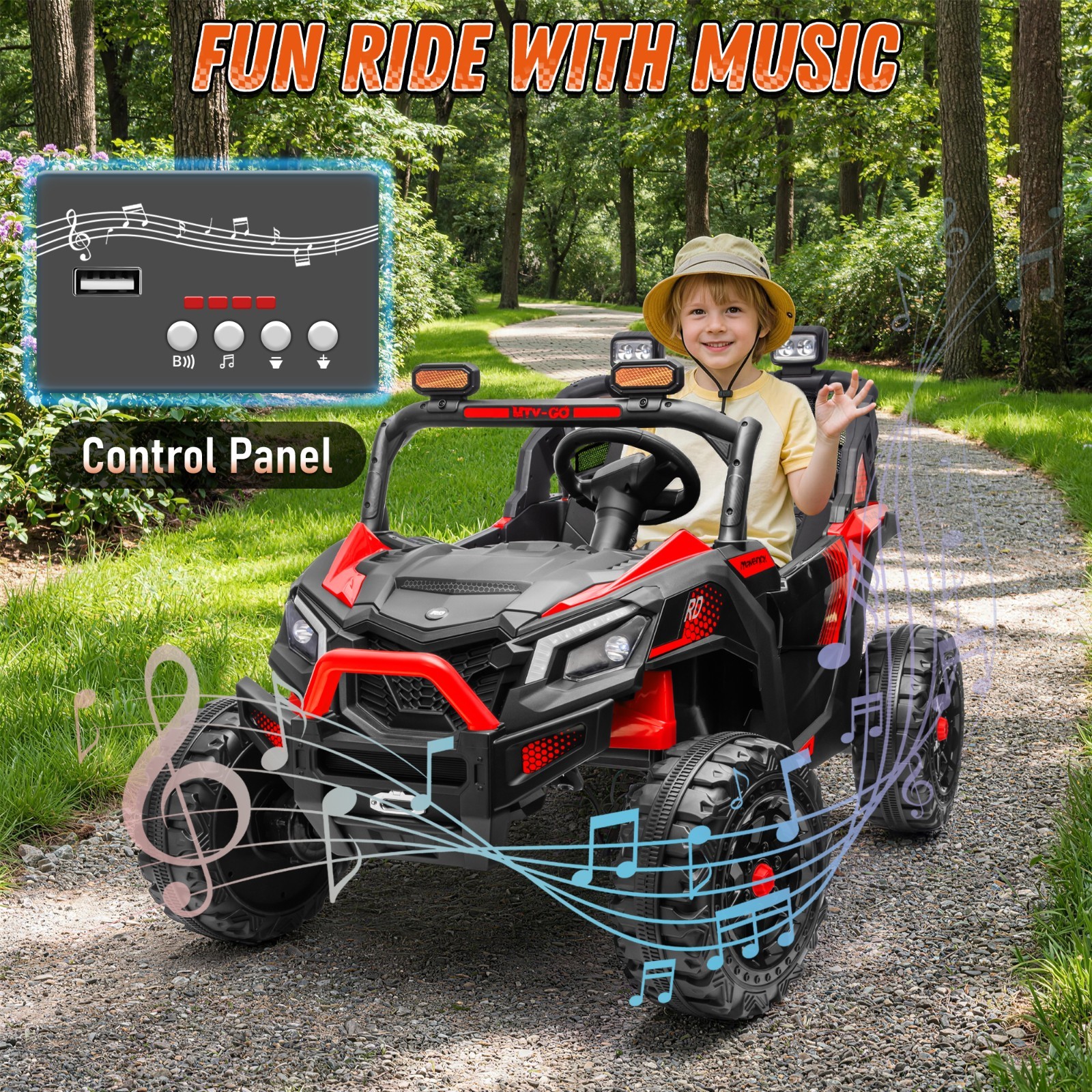 24V 4WD 2-Seater Ride On Truck RC Bluetooth LED Light Kids Holiday Gift Pink